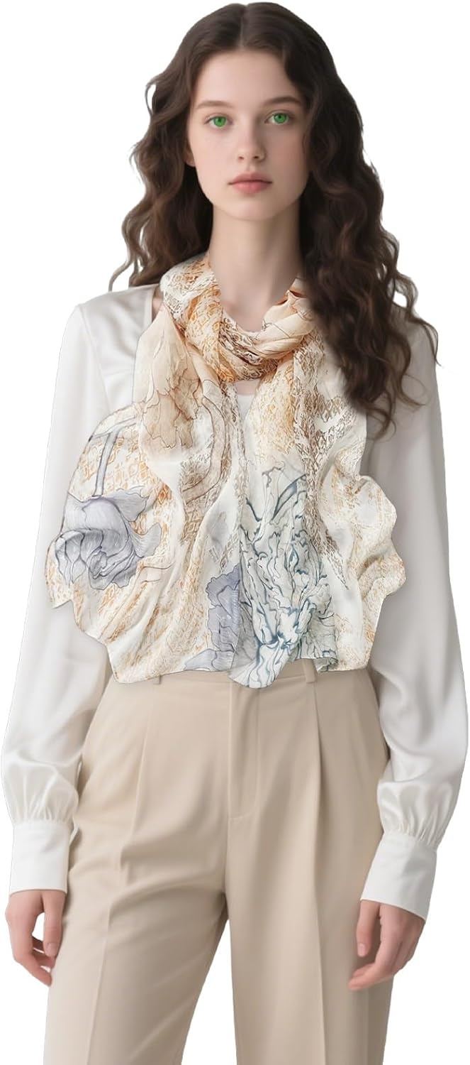 image:imageFAIRYGATE Chiffon Retro Schal Damen Leichtes Halstuch Seiden Chiffon Halstuch fr Mdchen Frauen Halstuch Kopftuch39005