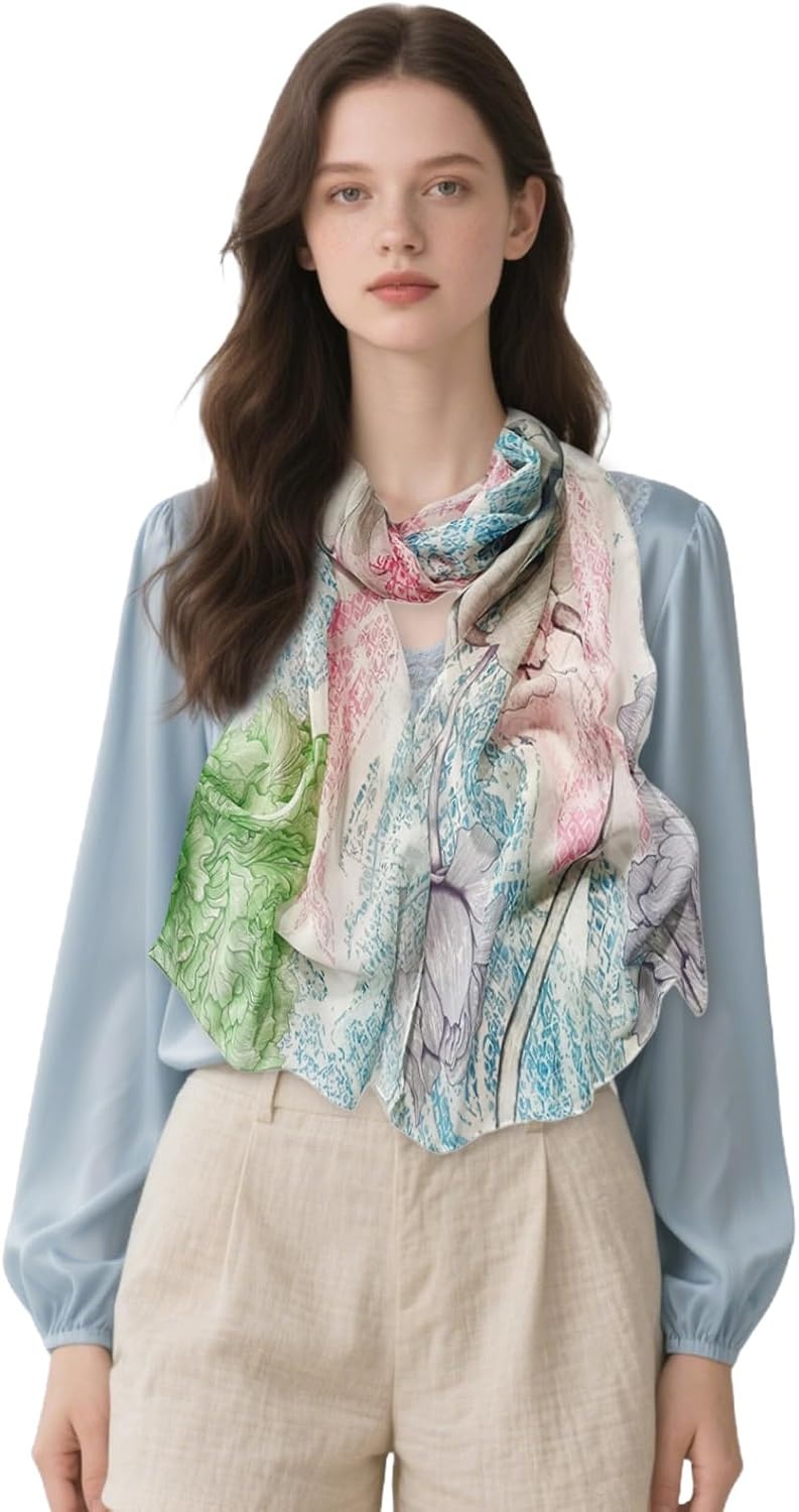 image:imageFAIRYGATE Chiffon Retro Schal Damen Leichtes Halstuch Seiden Chiffon Halstuch fr Mdchen Frauen Halstuch Kopftuch39007