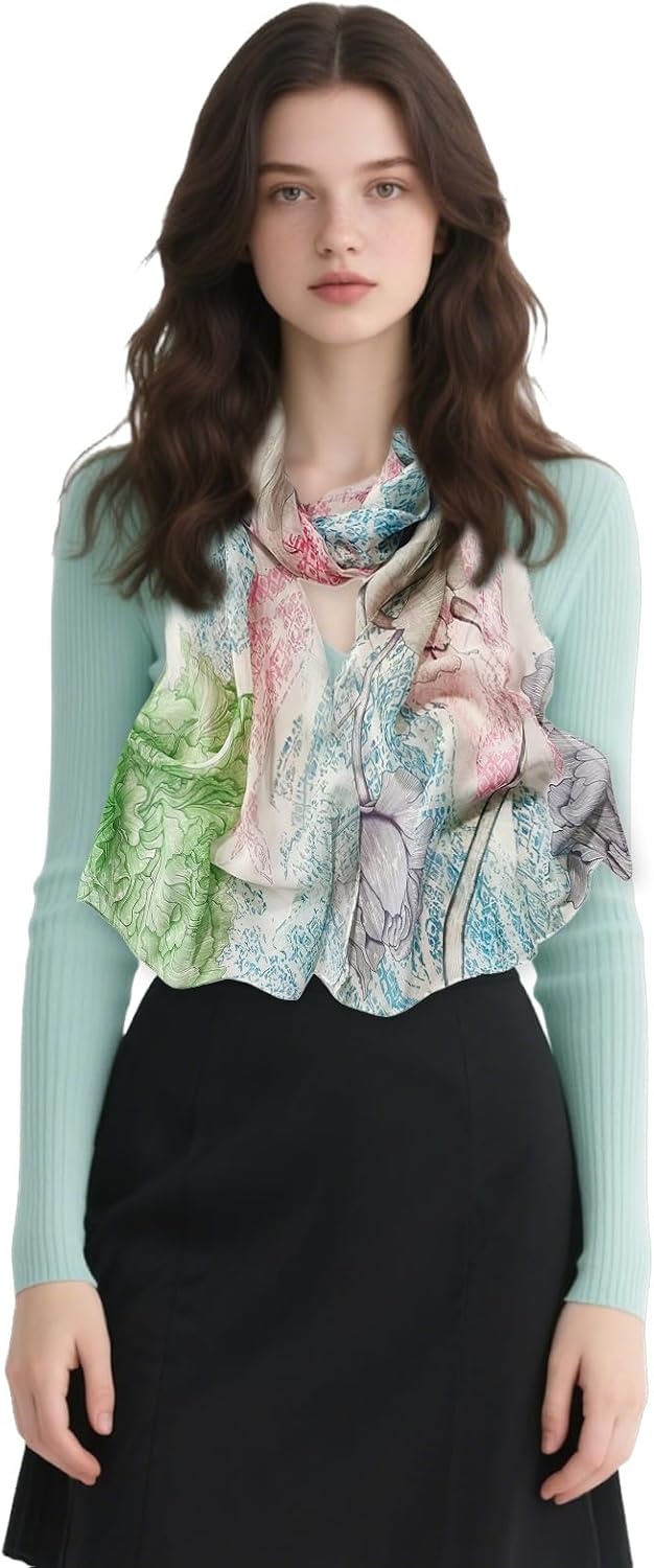 image:imageFAIRYGATE Chiffon Retro Schal Damen Leichtes Halstuch Seiden Chiffon Halstuch fr Mdchen Frauen Halstuch Kopftuch39007