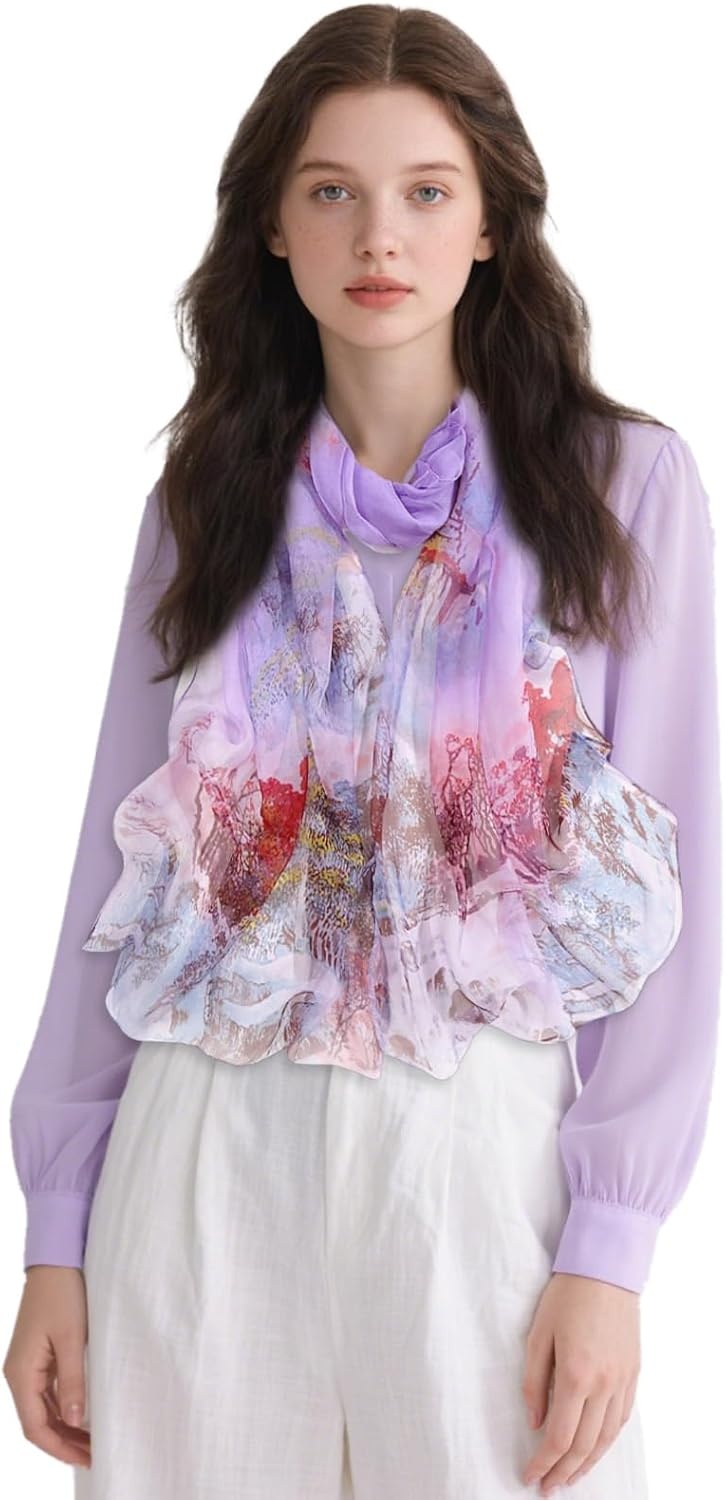 image:imageFAIRYGATE Chiffon Retro Schal Damen Leichtes Halstuch Seiden Chiffon Halstuch fr Mdchen Frauen Halstuch Kopftuch39012