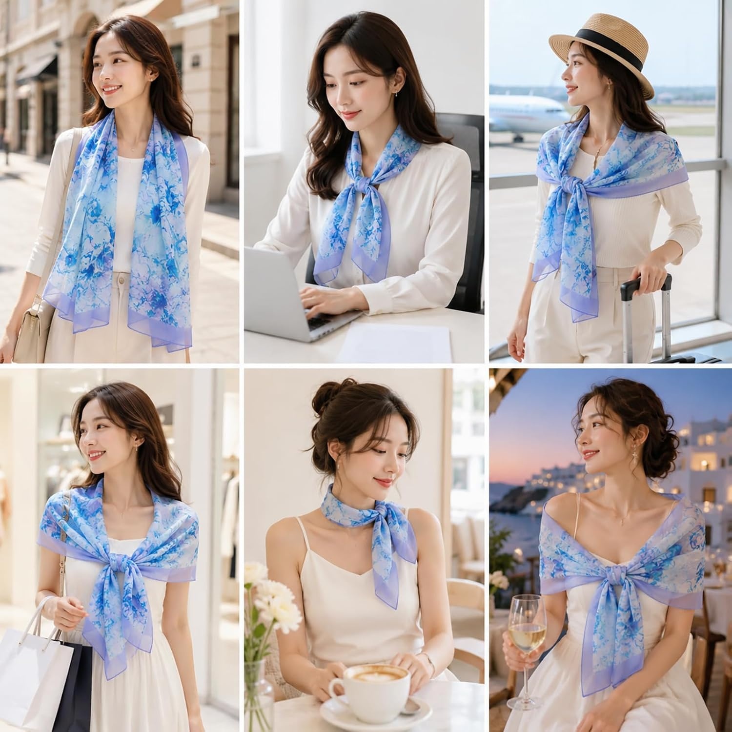 image:imageFAIRYGATE Chiffon Retro Schal Damen Leichtes Halstuch Seiden Chiffon Halstuch fr Mdchen Frauen Halstuch Kopftuch39015