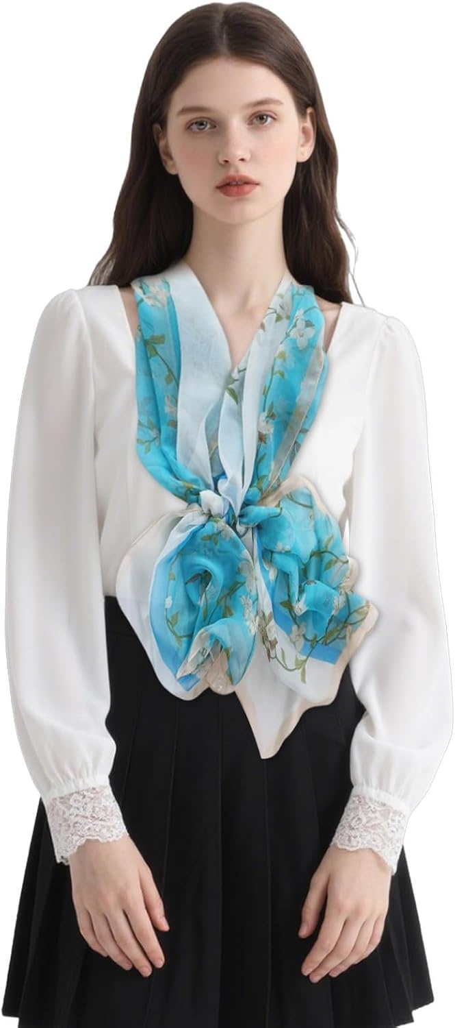 image:imageFAIRYGATE Chiffon Retro Schal Damen Leichtes Halstuch Seiden Chiffon Halstuch fr Mdchen Frauen Halstuch Kopftuch39023