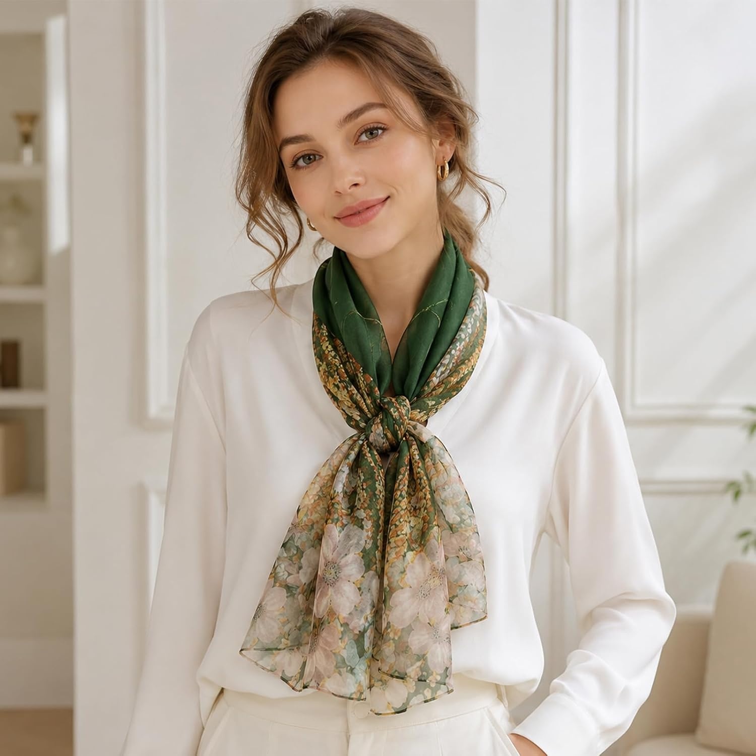 image:imageFAIRYGATE Chiffon Retro Schal Damen Leichtes Halstuch Seiden Chiffon Halstuch fr Mdchen Frauen Halstuch KopftuchFDKRA4432
