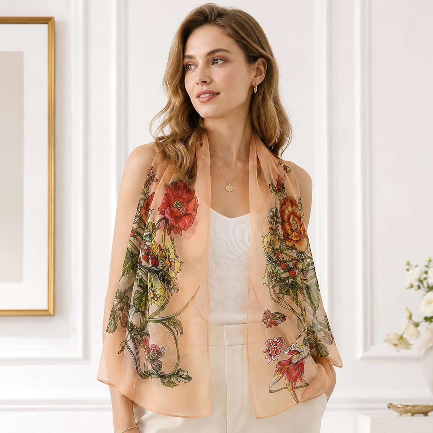 image:imageFAIRYGATE Chiffon Retro Schal Damen Leichtes Halstuch Seiden Chiffon Halstuch fr Mdchen Frauen Halstuch KopftuchFDKRA4433
