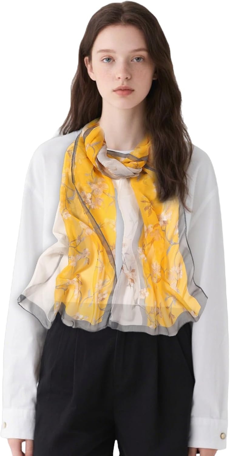 image:imageFAIRYGATE Chiffon Retro Schal Damen Leichtes Halstuch Seiden Chiffon Halstuch fr Mdchen Frauen Halstuch KopftuchFdkra4205