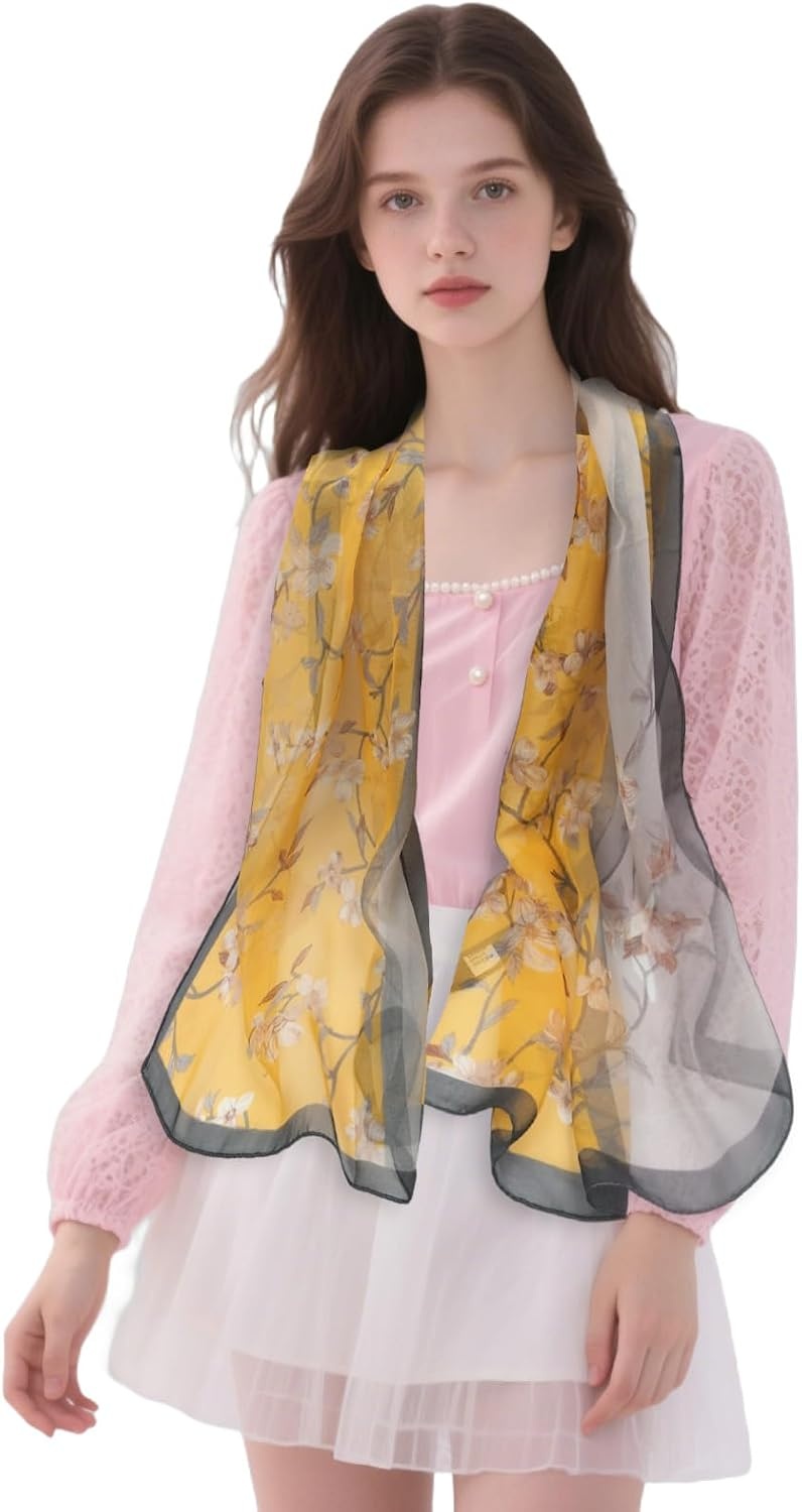 image:imageFAIRYGATE Chiffon Retro Schal Damen Leichtes Halstuch Seiden Chiffon Halstuch fr Mdchen Frauen Halstuch KopftuchFdkra4205
