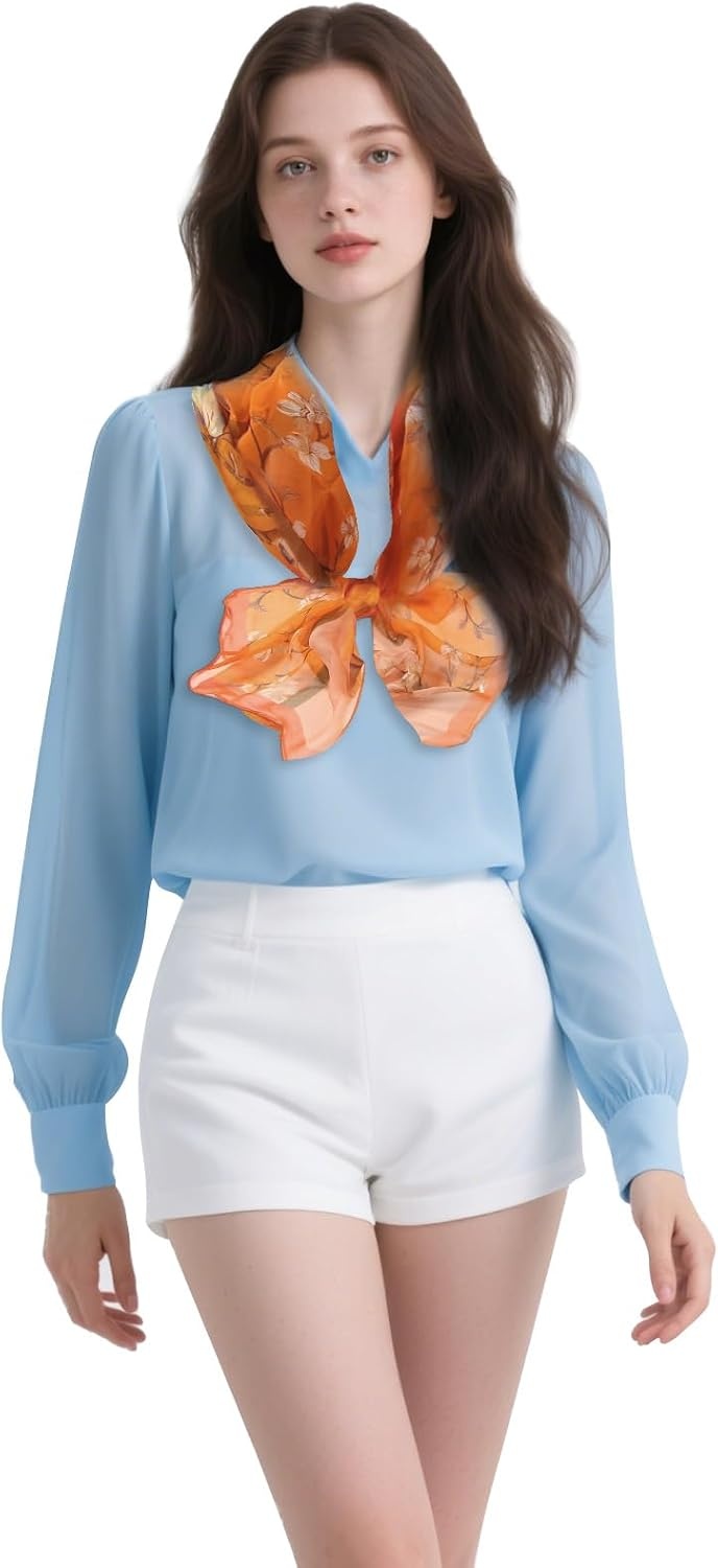 image:imageFAIRYGATE Chiffon Retro Schal Damen Leichtes Halstuch Seiden Chiffon Halstuch fr Mdchen Frauen Halstuch KopftuchFdkra4206