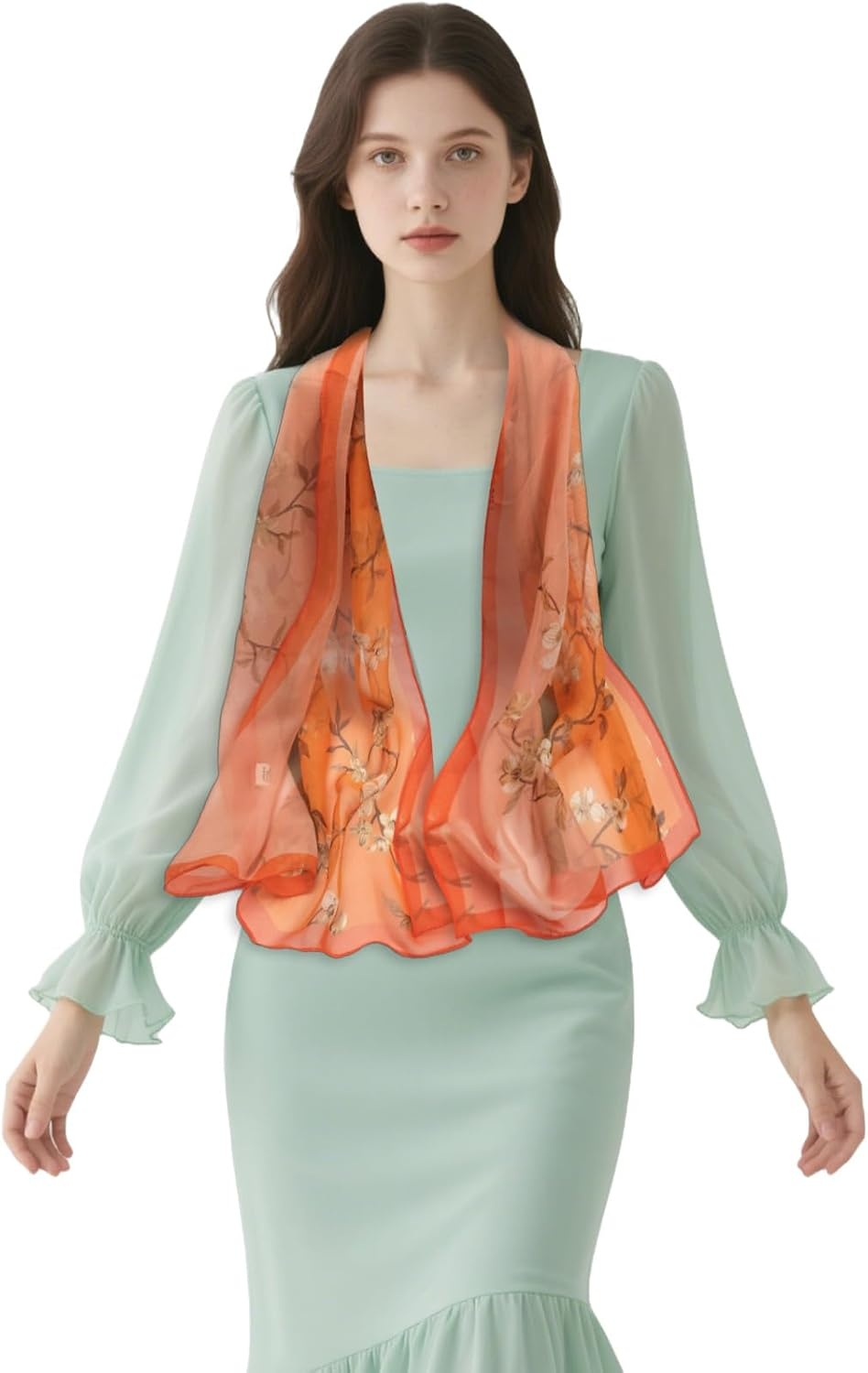 image:imageFAIRYGATE Chiffon Retro Schal Damen Leichtes Halstuch Seiden Chiffon Halstuch fr Mdchen Frauen Halstuch KopftuchFdkra4206