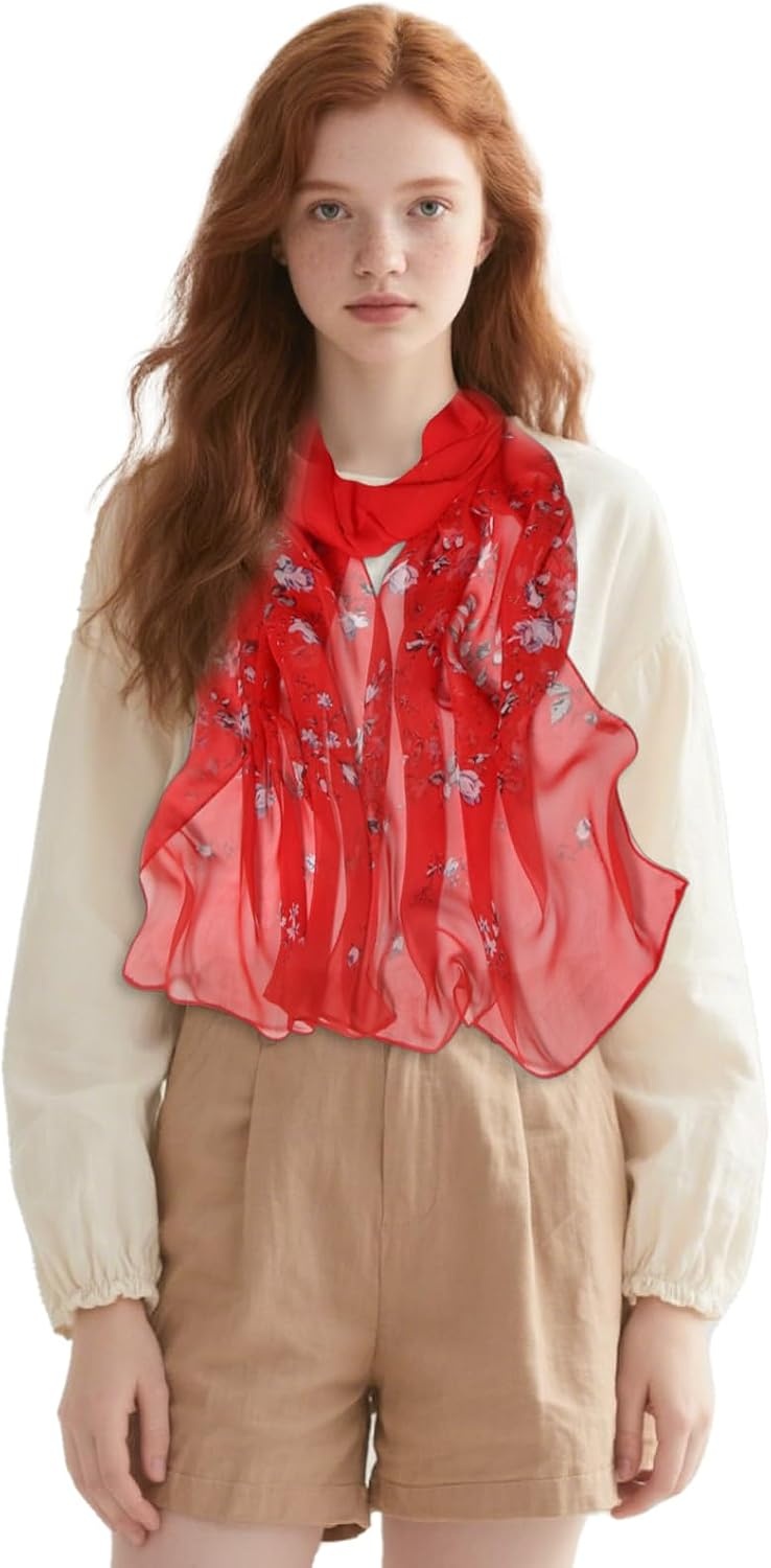 image:imageFAIRYGATE Chiffon Retro Schal Damen Leichtes Halstuch Seiden Chiffon Halstuch fr Mdchen Frauen Halstuch KopftuchFdkra4208