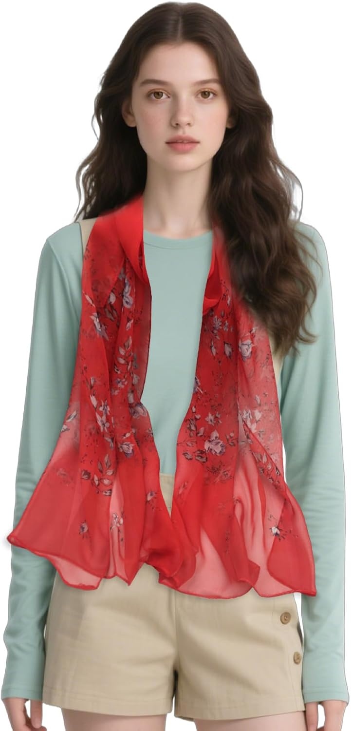 image:imageFAIRYGATE Chiffon Retro Schal Damen Leichtes Halstuch Seiden Chiffon Halstuch fr Mdchen Frauen Halstuch KopftuchFdkra4208
