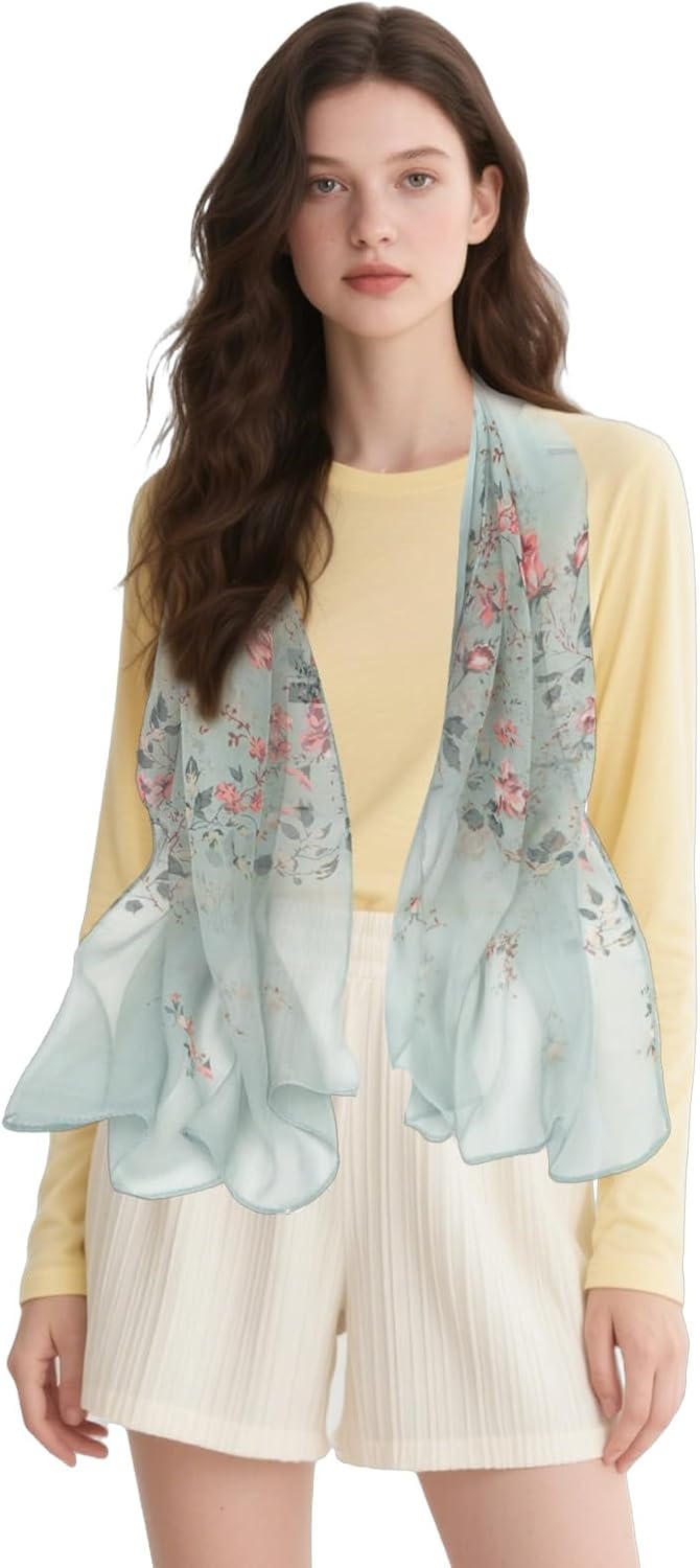 image:imageFAIRYGATE Chiffon Retro Schal Damen Leichtes Halstuch Seiden Chiffon Halstuch fr Mdchen Frauen Halstuch KopftuchFdkra4210