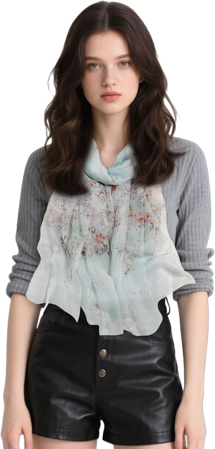 image:imageFAIRYGATE Chiffon Retro Schal Damen Leichtes Halstuch Seiden Chiffon Halstuch fr Mdchen Frauen Halstuch KopftuchFdkra4210