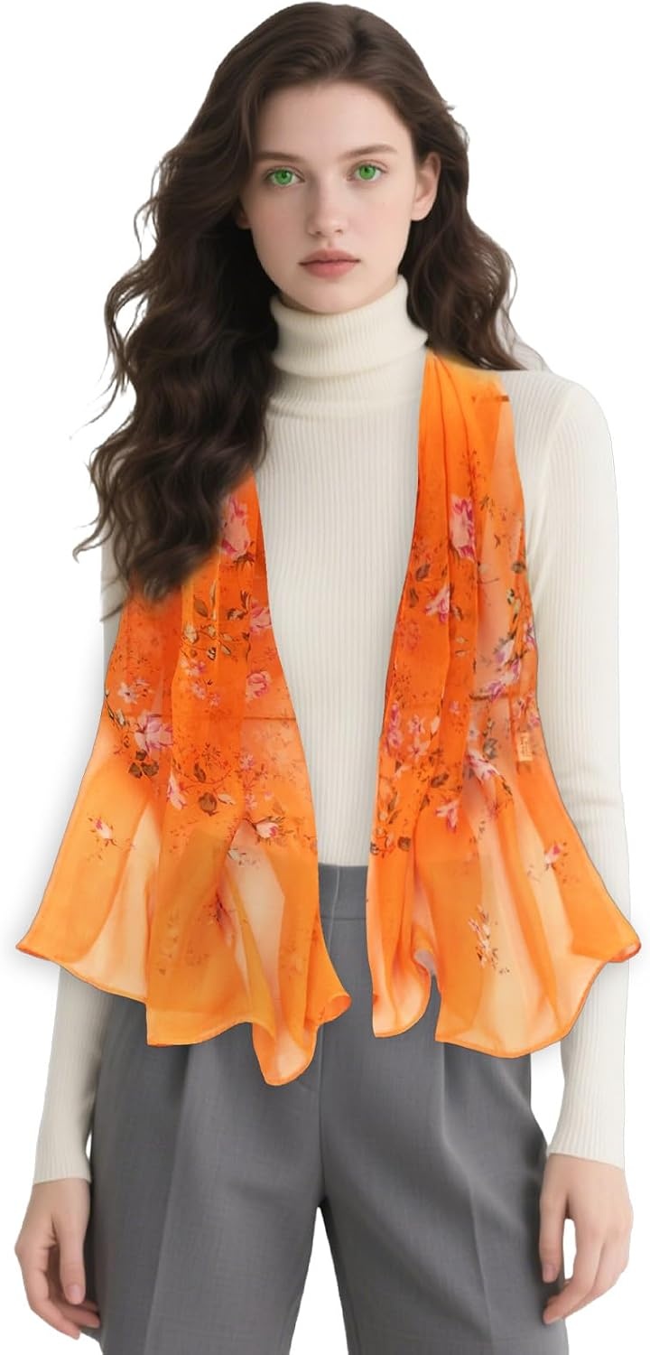 image:imageFAIRYGATE Chiffon Retro Schal Damen Leichtes Halstuch Seiden Chiffon Halstuch fr Mdchen Frauen Halstuch KopftuchFdkra4211