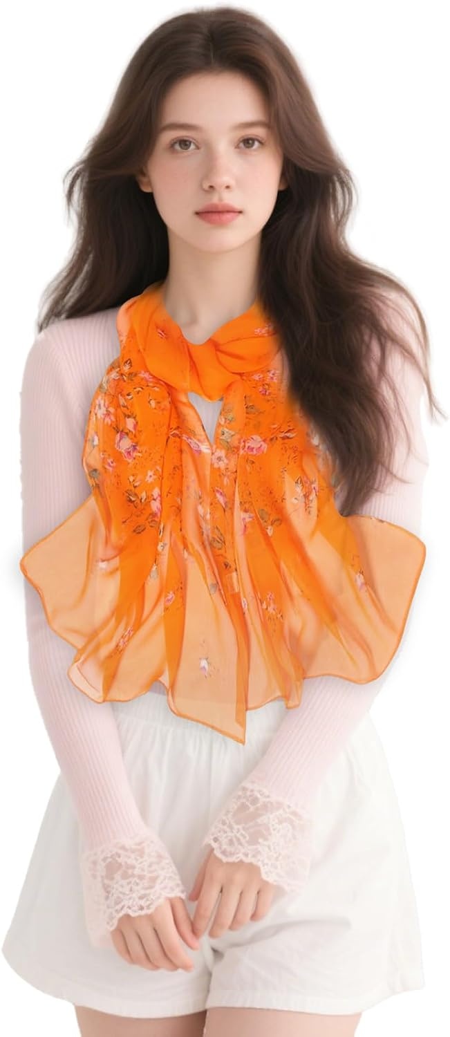 image:imageFAIRYGATE Chiffon Retro Schal Damen Leichtes Halstuch Seiden Chiffon Halstuch fr Mdchen Frauen Halstuch KopftuchFdkra4211