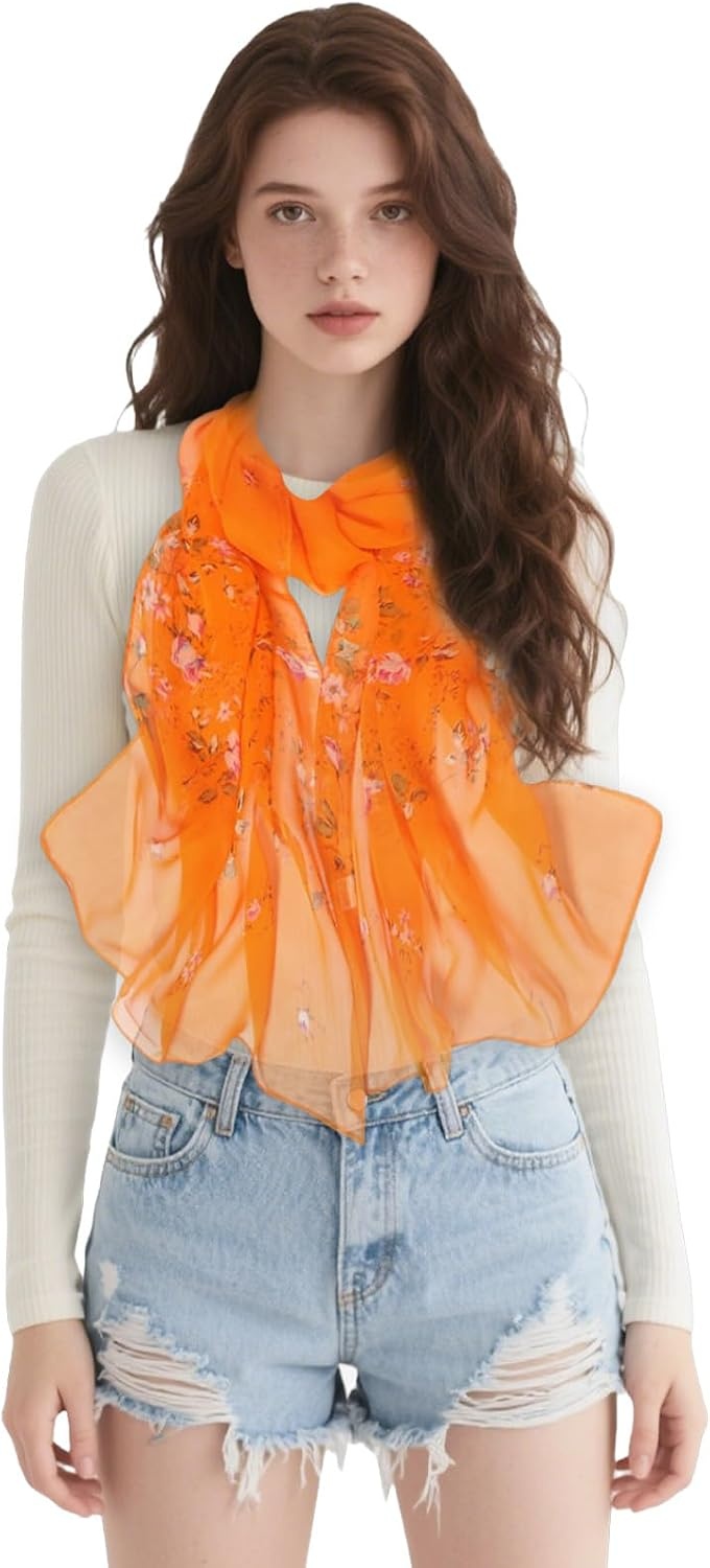 image:imageFAIRYGATE Chiffon Retro Schal Damen Leichtes Halstuch Seiden Chiffon Halstuch fr Mdchen Frauen Halstuch KopftuchFdkra4211