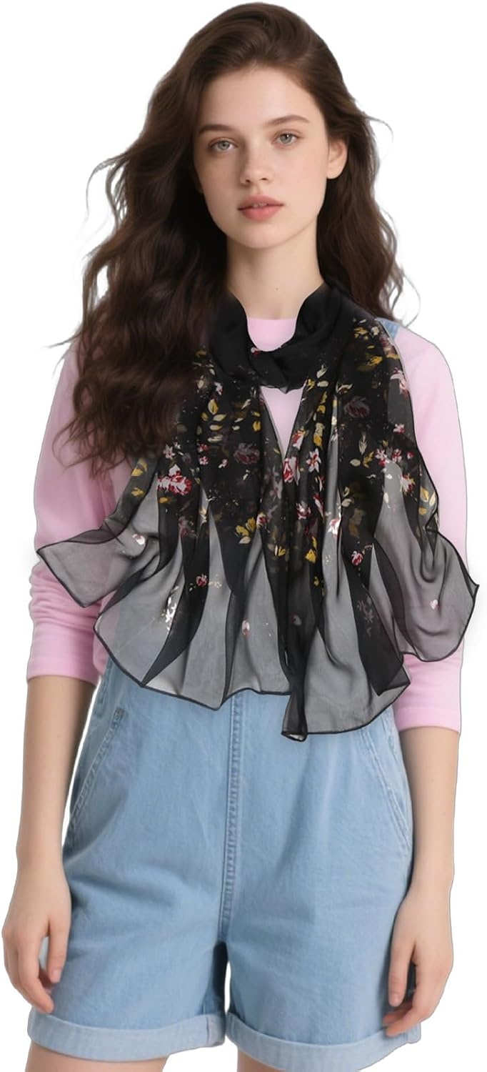 image:imageFAIRYGATE Chiffon Retro Schal Damen Leichtes Halstuch Seiden Chiffon Halstuch fr Mdchen Frauen Halstuch KopftuchFdkra4212