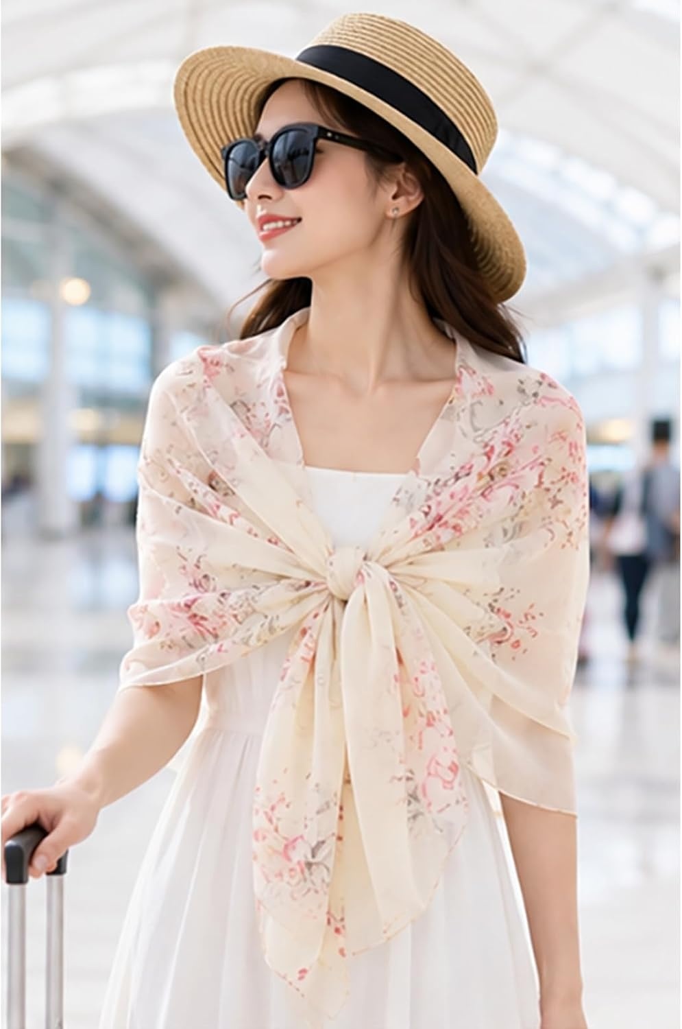 image:imageFAIRYGATE Chiffon Retro Schal Damen Leichtes Halstuch Seiden Chiffon Halstuch fr Mdchen Frauen Halstuch KopftuchFdkra4213