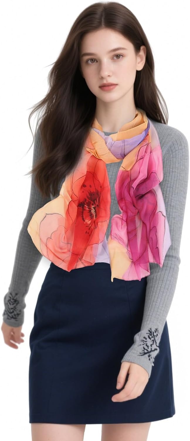 image:imageFAIRYGATE Chiffon Retro Schal Damen Leichtes Halstuch Seiden Chiffon Halstuch fr Mdchen Frauen Halstuch KopftuchFdkra4220