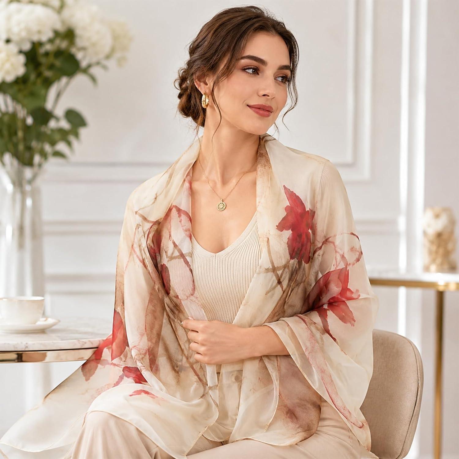 image:imageFAIRYGATE Chiffon Schal Damen Stola Halstuch Tuch fr Sommer Herbst Winter Ganzjhrig Schals amp TcherFDKR50040