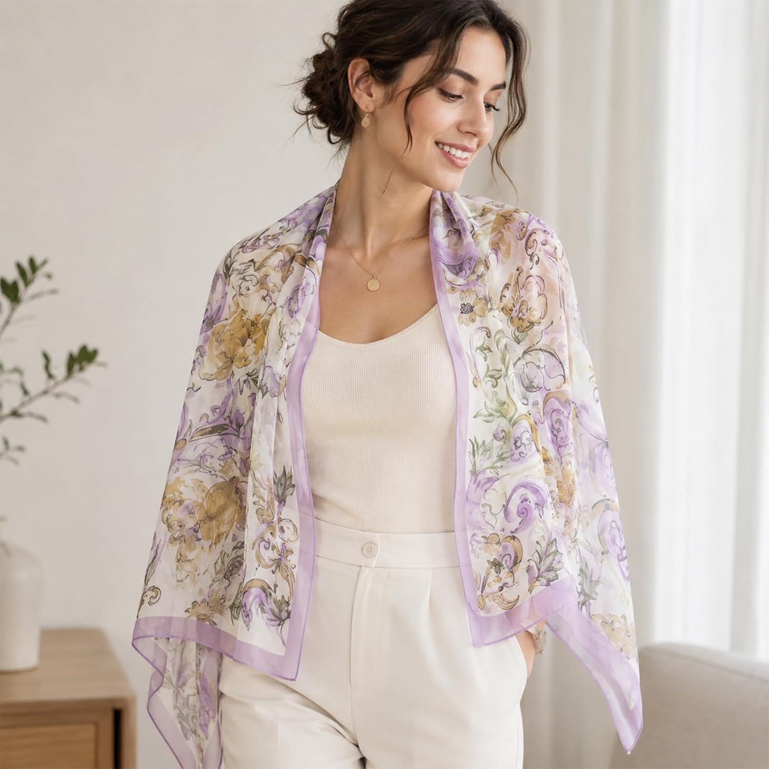 image:imageFAIRYGATE Chiffon Schal Damen Stola Halstuch Tuch fr Sommer Herbst Winter Ganzjhrig Schals amp TcherFDKR50043