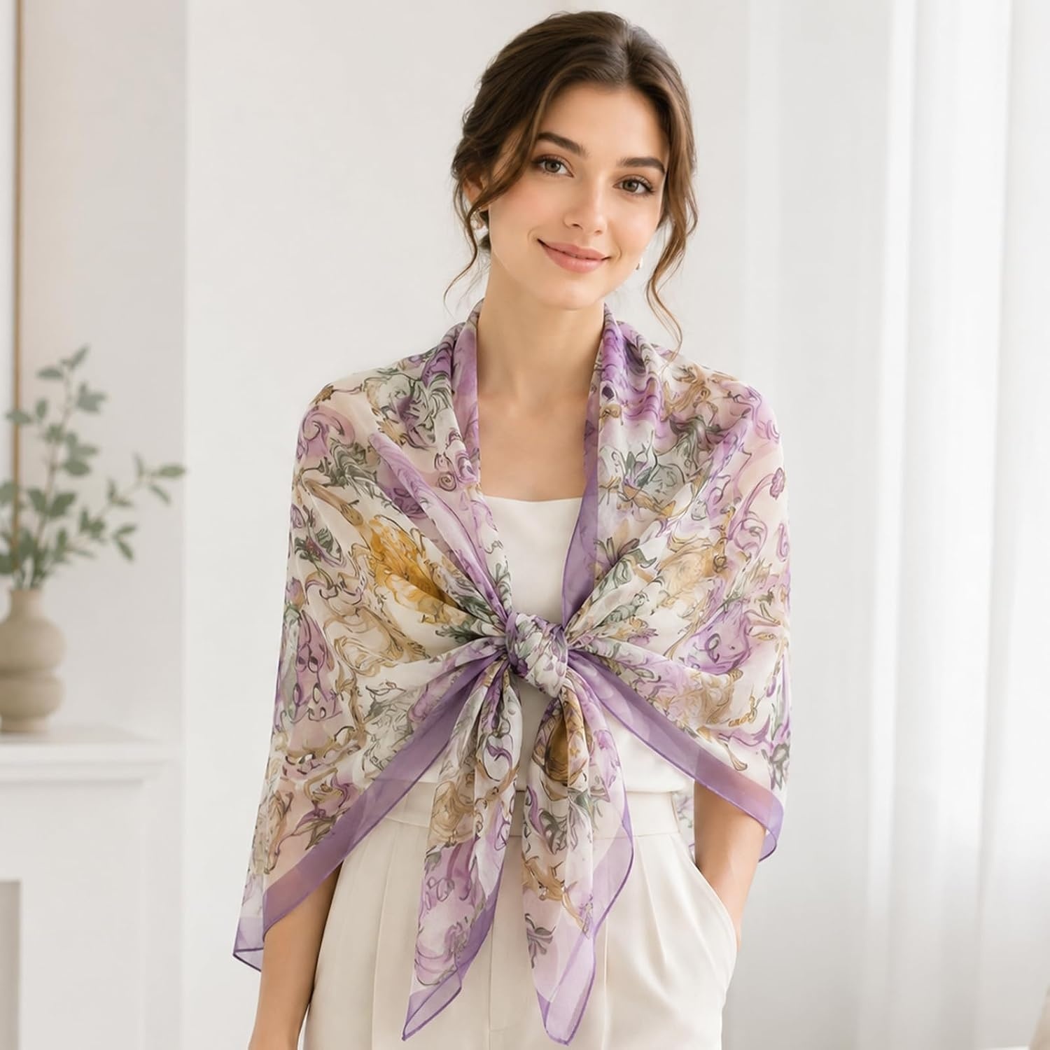 image:imageFAIRYGATE Chiffon Schal Damen Stola Halstuch Tuch fr Sommer Herbst Winter Ganzjhrig Schals amp TcherFDKR50043