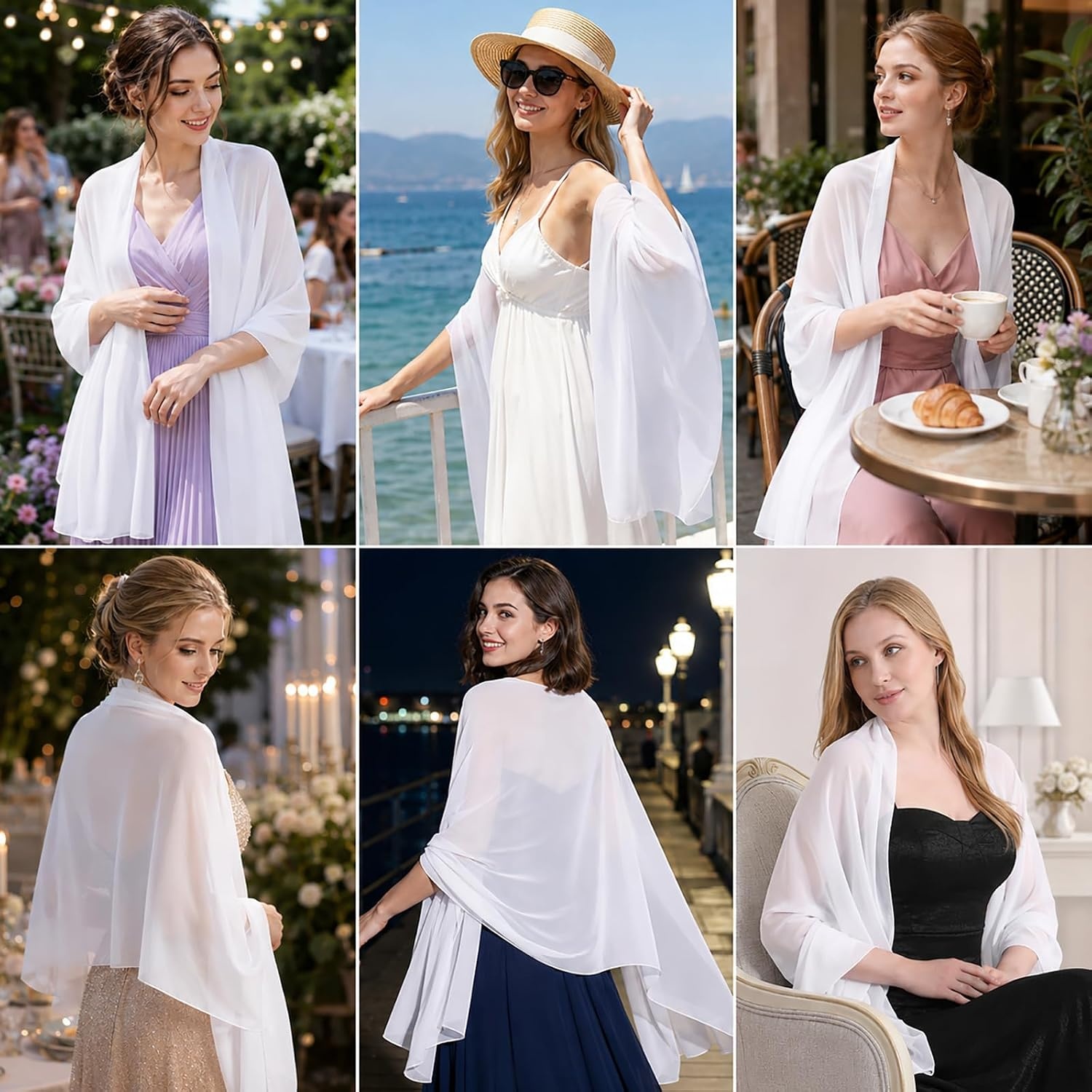 image:imageFAIRYGATE Chiffon Stola Schal fr Brautkleider Abendkleider Alltagskleidung in verschiedenen Farben Schals amp Tcher fr DamenFdyxma0415