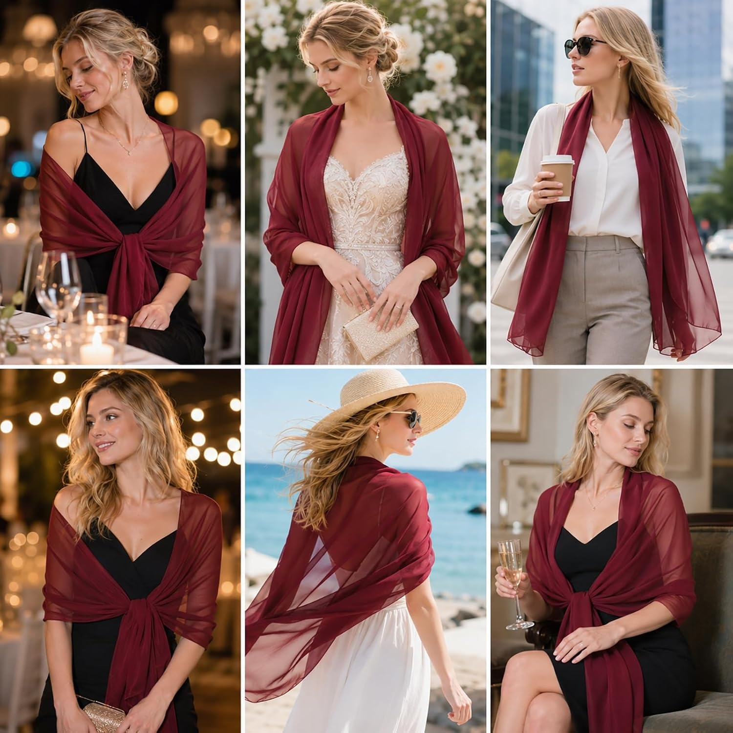 image:imageFAIRYGATE Chiffon Stola Schal fr Brautkleider Abendkleider Alltagskleidung in verschiedenen Farben Schals amp Tcher fr DamenFdyxma0420