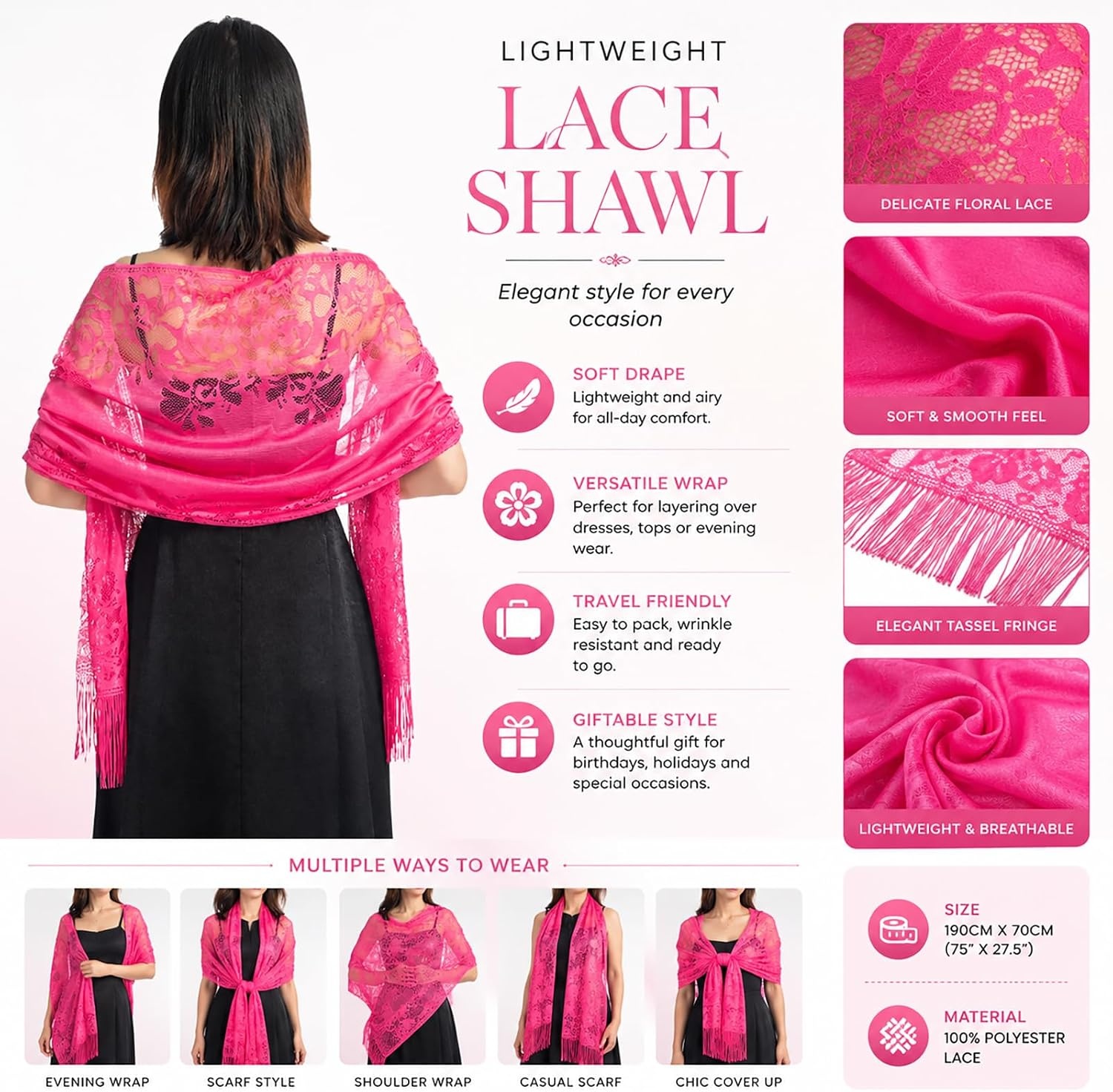 image:imageFAIRYGATE Chiffon Stola Schal fr Brautkleider Abendkleider Alltagskleidung in verschiedenen Farben Schals amp Tcher fr DamenFdyxma0613