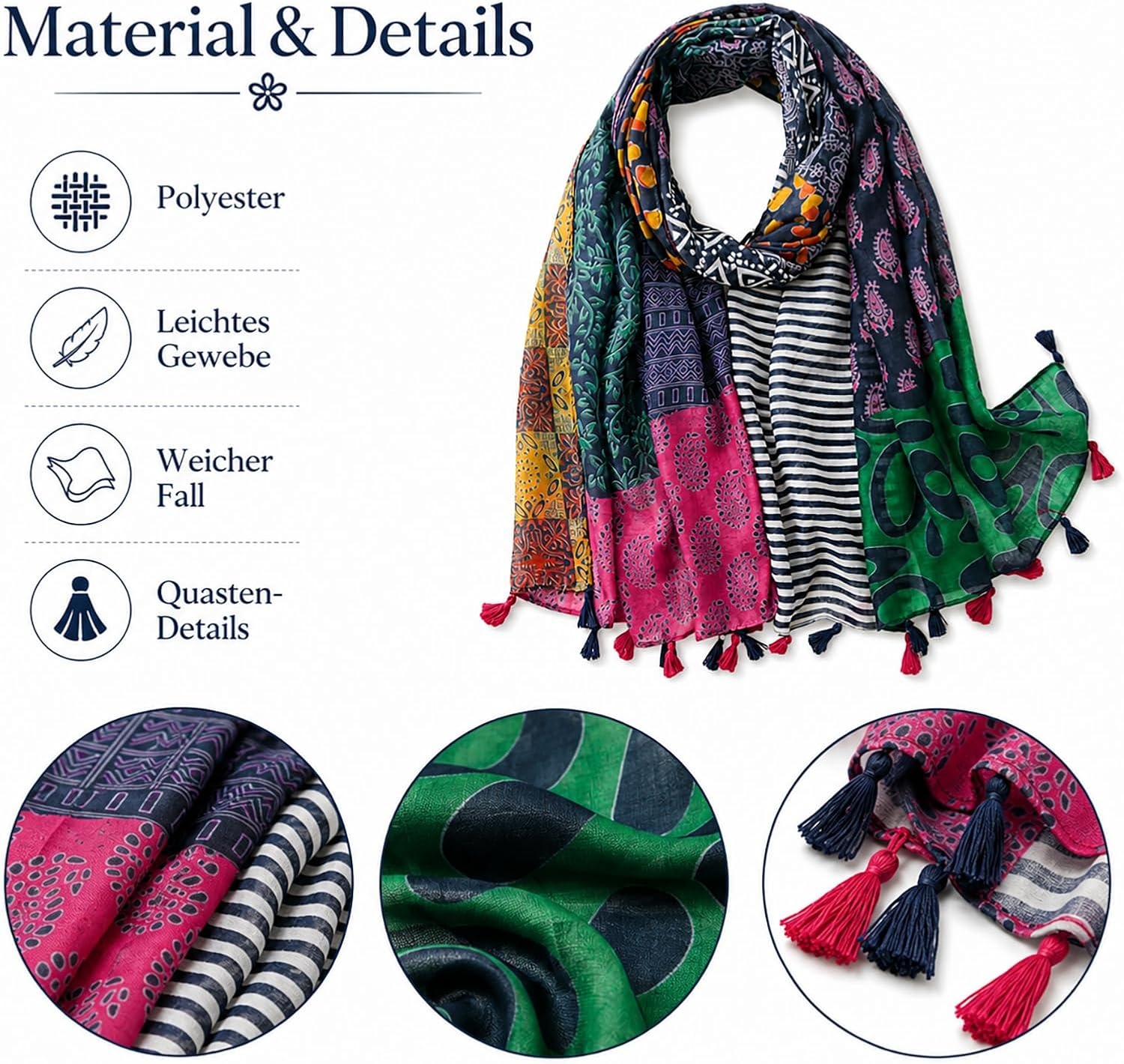image:imageFAIRYGATE Damen Schal Vogel Blume Schmetterling Druck Lange Soft Neck Scarf Wickel Stola fr Summer Beach Winter Geschenk0240