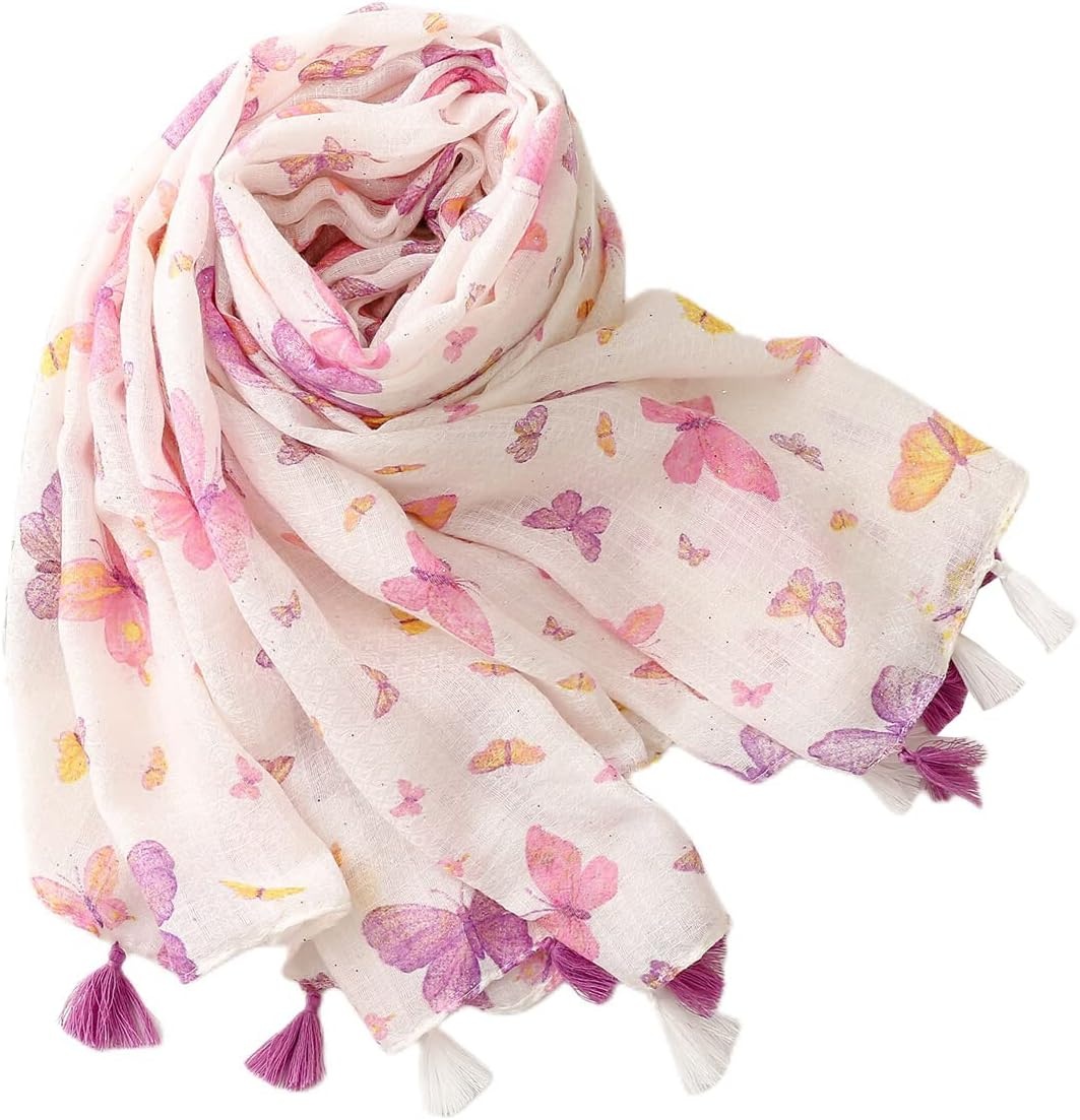 image:imageFAIRYGATE Damen Schal Vogel Blume Schmetterling Druck Lange Soft Neck Scarf Wickel Stola fr Summer Beach Winter GeschenkFDYT27007