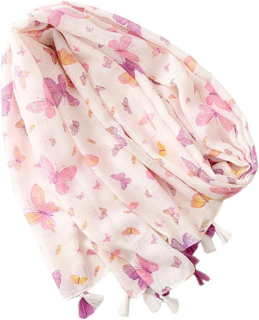 image:imageFAIRYGATE Damen Schal Vogel Blume Schmetterling Druck Lange Soft Neck Scarf Wickel Stola fr Summer Beach Winter GeschenkFDYT27007