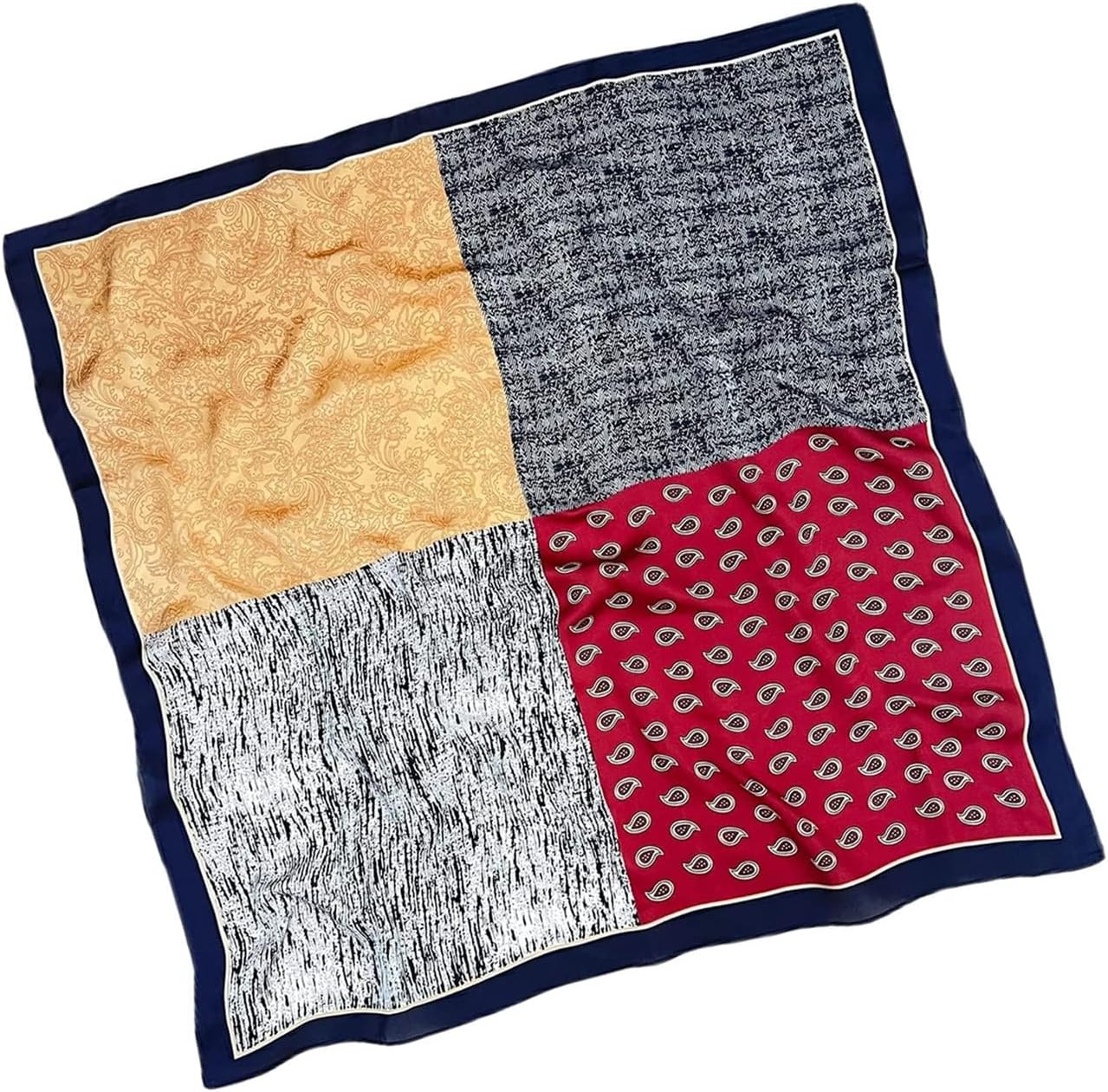 image:imageFAIRYGATE Damen Seidentuch Quadrates Bedrucktes Halstuch Satin Seidenschal Kopftuch 70x70cm92006