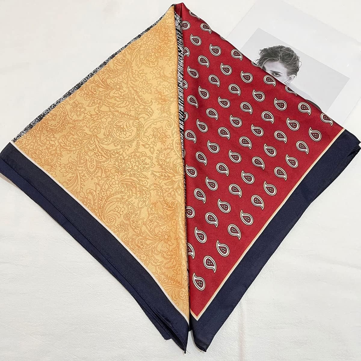 image:imageFAIRYGATE Damen Seidentuch Quadrates Bedrucktes Halstuch Satin Seidenschal Kopftuch 70x70cm92006