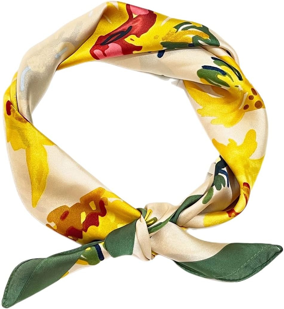 image:imageFAIRYGATE Damen Seidentuch Quadrates Bedrucktes Halstuch Satin Seidenschal Kopftuch 70x70cm92010