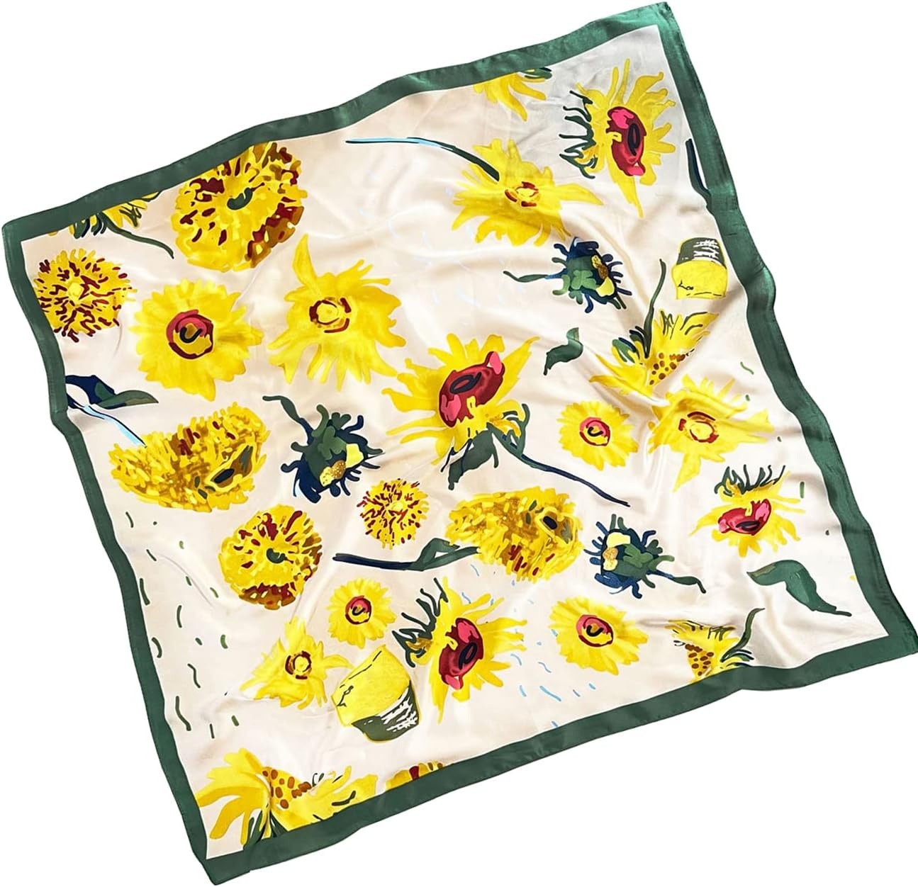 image:imageFAIRYGATE Damen Seidentuch Quadrates Bedrucktes Halstuch Satin Seidenschal Kopftuch 70x70cm92010