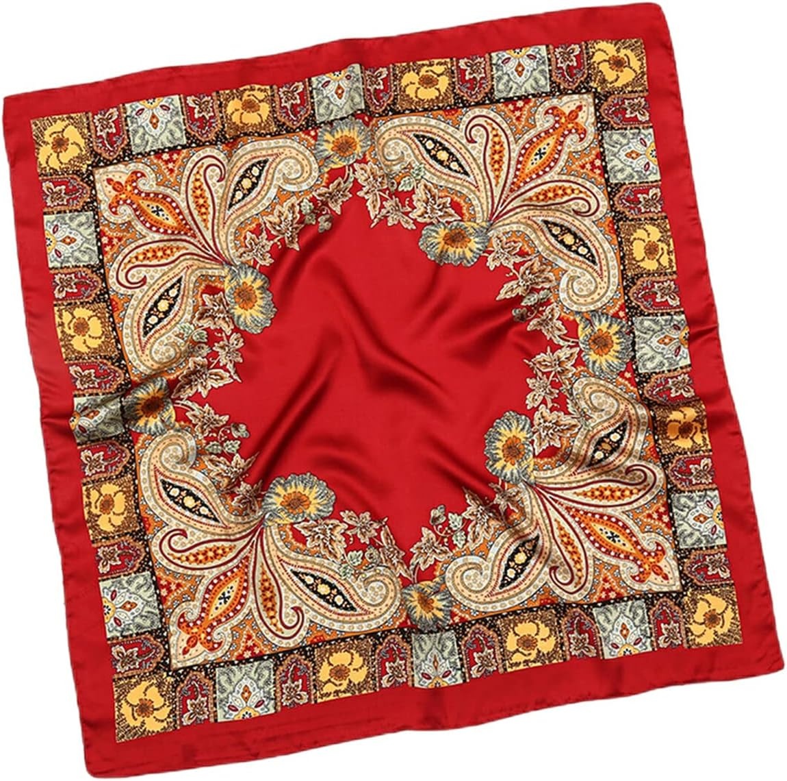 image:imageFAIRYGATE Damen Seidentuch Quadrates Bedrucktes Halstuch Satin Seidenschal Kopftuch 70x70cm92011