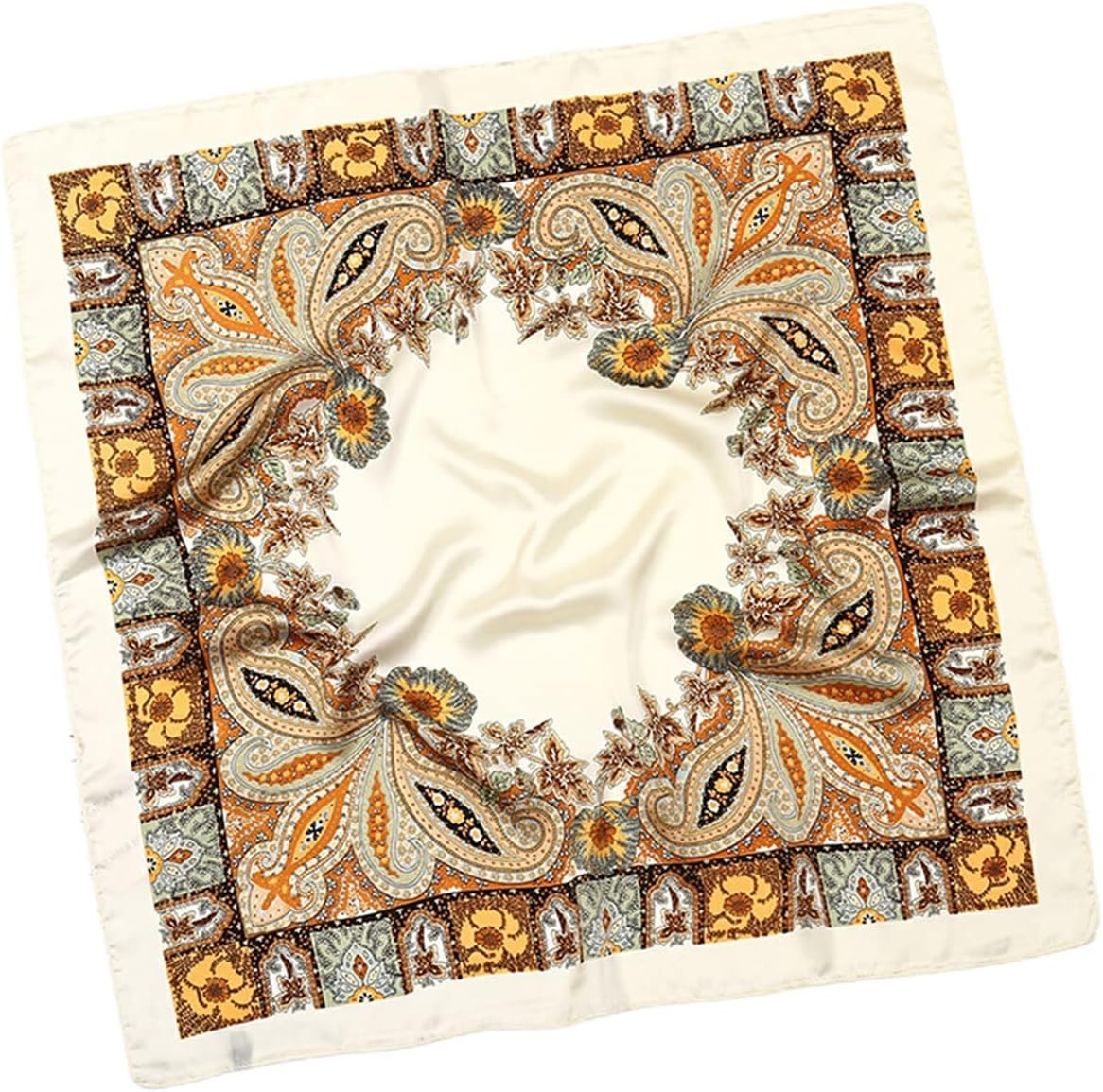 image:imageFAIRYGATE Damen Seidentuch Quadrates Bedrucktes Halstuch Satin Seidenschal Kopftuch 70x70cm92012