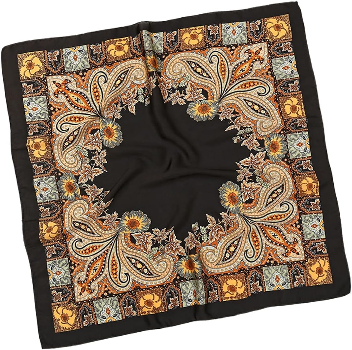 image:imageFAIRYGATE Damen Seidentuch Quadrates Bedrucktes Halstuch Satin Seidenschal Kopftuch 70x70cm92014
