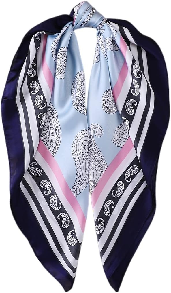 image:imageFAIRYGATE Damen Seidentuch Quadrates Bedrucktes Halstuch Satin Seidenschal Kopftuch 70x70cmFdas26013