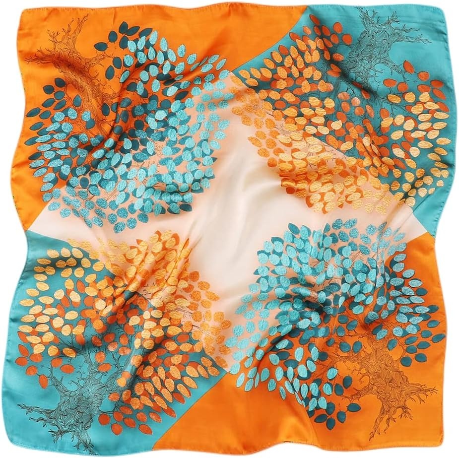 image:imageFAIRYGATE Damen Seidentuch Quadrates Bedrucktes Halstuch Satin Seidenschal Kopftuch 70x70cmFdas29012