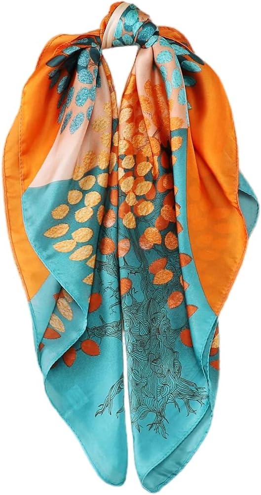 image:imageFAIRYGATE Damen Seidentuch Quadrates Bedrucktes Halstuch Satin Seidenschal Kopftuch 70x70cmFdas29012