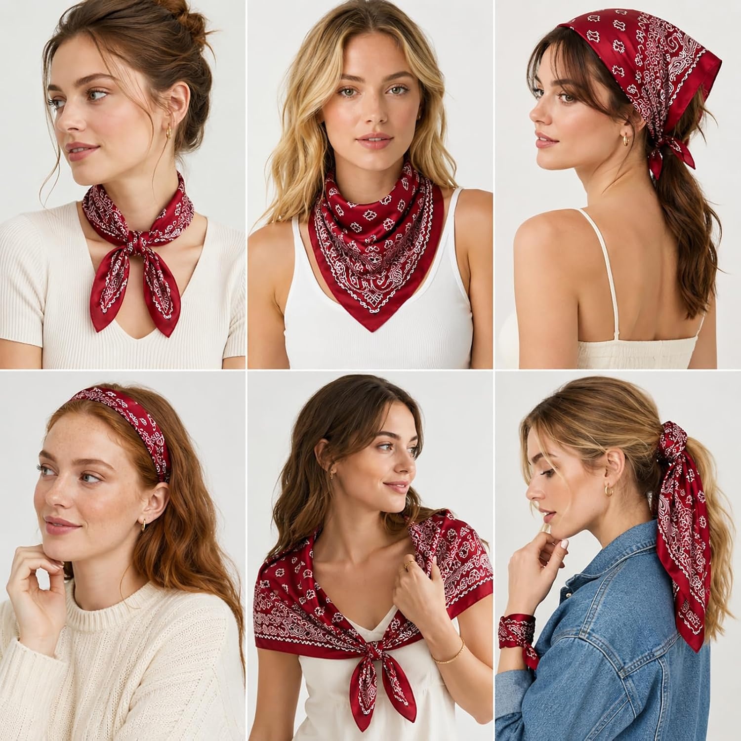 image:imageFAIRYGATE Damen Seidentuch Quadrates Bedrucktes Halstuch Satin Seidenschal Kopftuch 70x70cmFdas29014