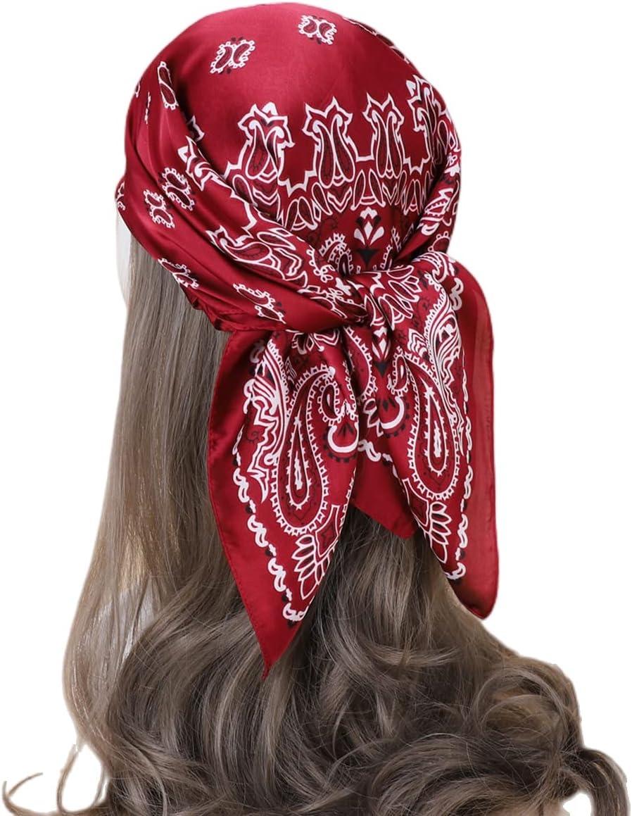 image:imageFAIRYGATE Damen Seidentuch Quadrates Bedrucktes Halstuch Satin Seidenschal Kopftuch 70x70cmFdas29014