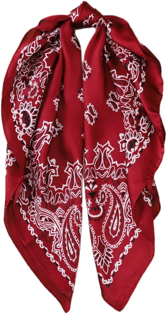 image:imageFAIRYGATE Damen Seidentuch Quadrates Bedrucktes Halstuch Satin Seidenschal Kopftuch 70x70cmFdas29014