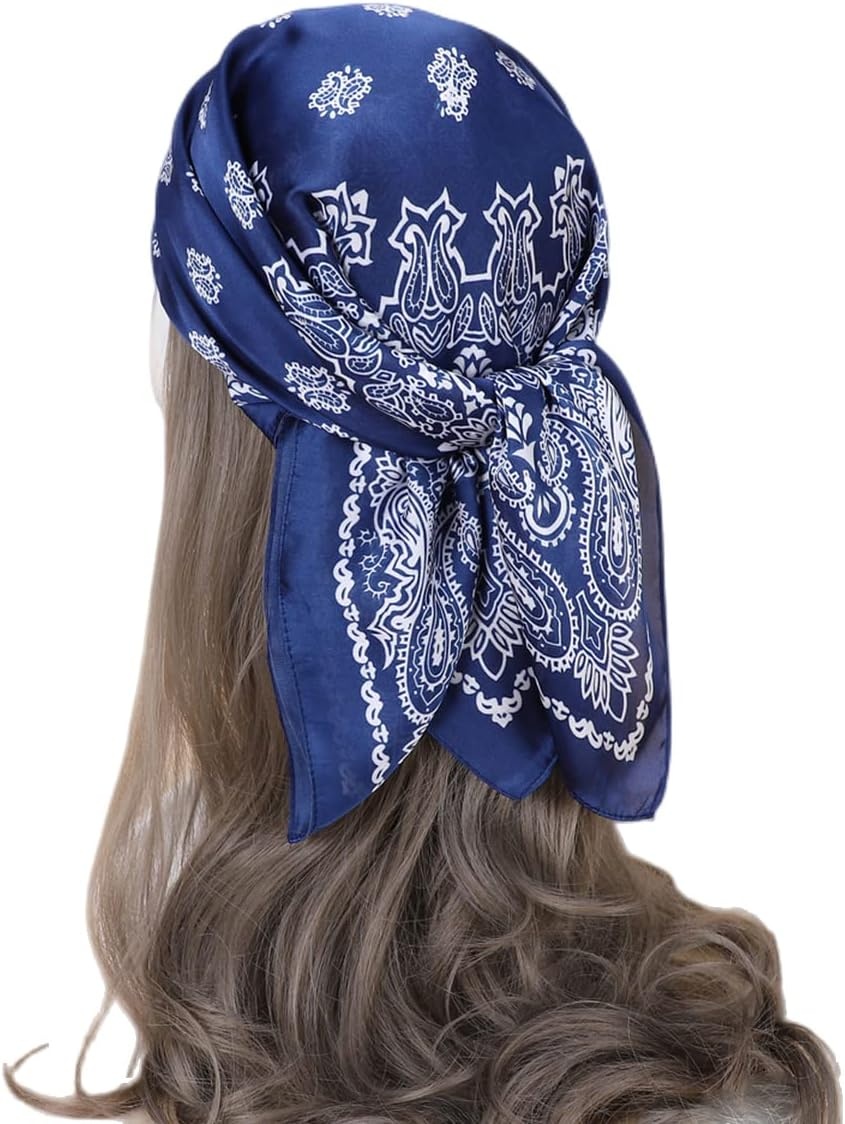 image:imageFAIRYGATE Damen Seidentuch Quadrates Bedrucktes Halstuch Satin Seidenschal Kopftuch 70x70cmFdas29015
