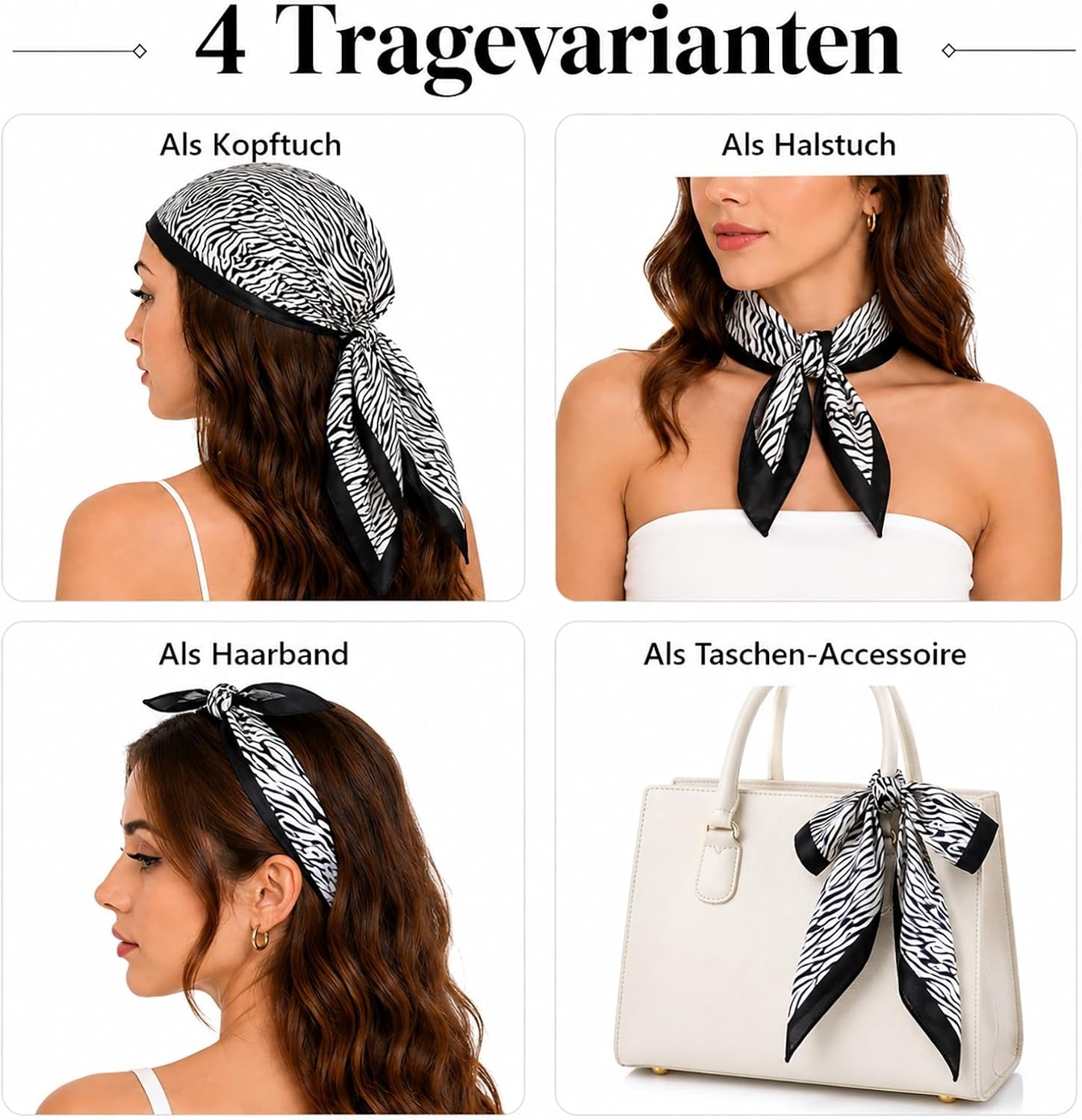 image:imageFAIRYGATE Damen Seidentuch Quadrates Bedrucktes Halstuch Satin Seidenschal Kopftuch 70x70cmFdas29017