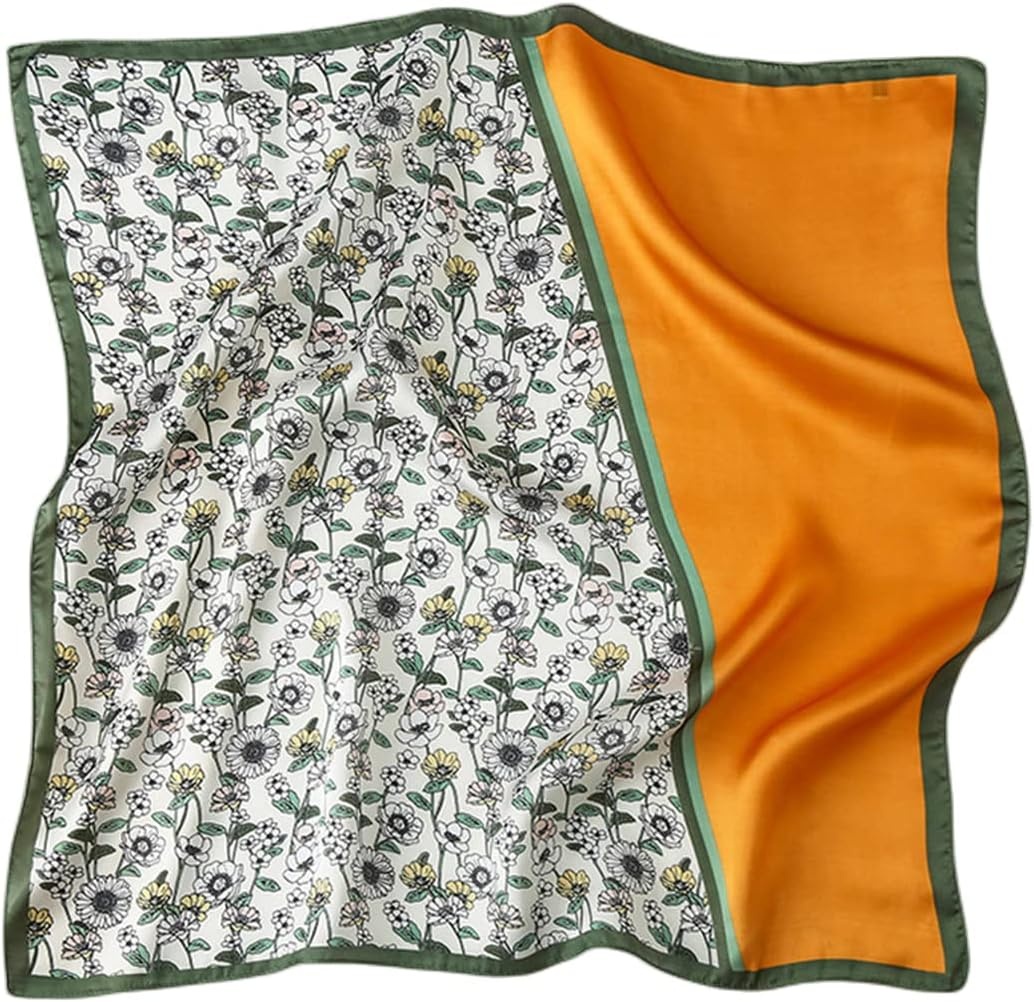 image:imageFAIRYGATE Damen Seidentuch Quadrates Bedrucktes Halstuch Satin Seidenschal Kopftuch 70x70cmFdas29025