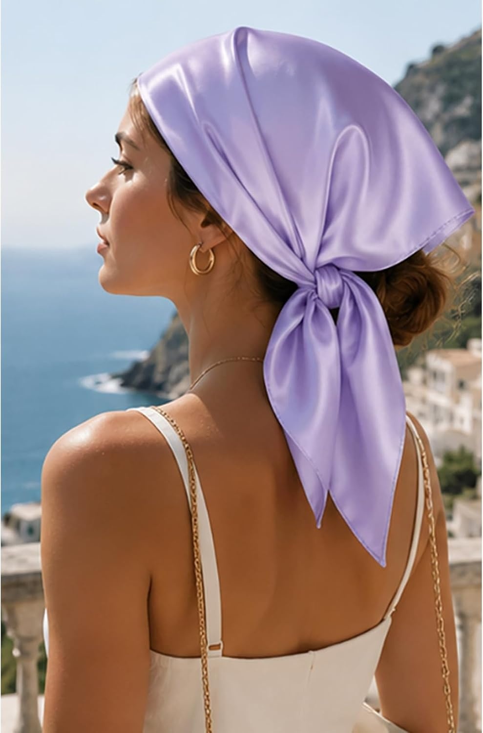 image:imageFAIRYGATE Damen Seidentuch Quadrates Bedrucktes Halstuch Satin Seidenschal Kopftuch 70x70cmFdasa2305
