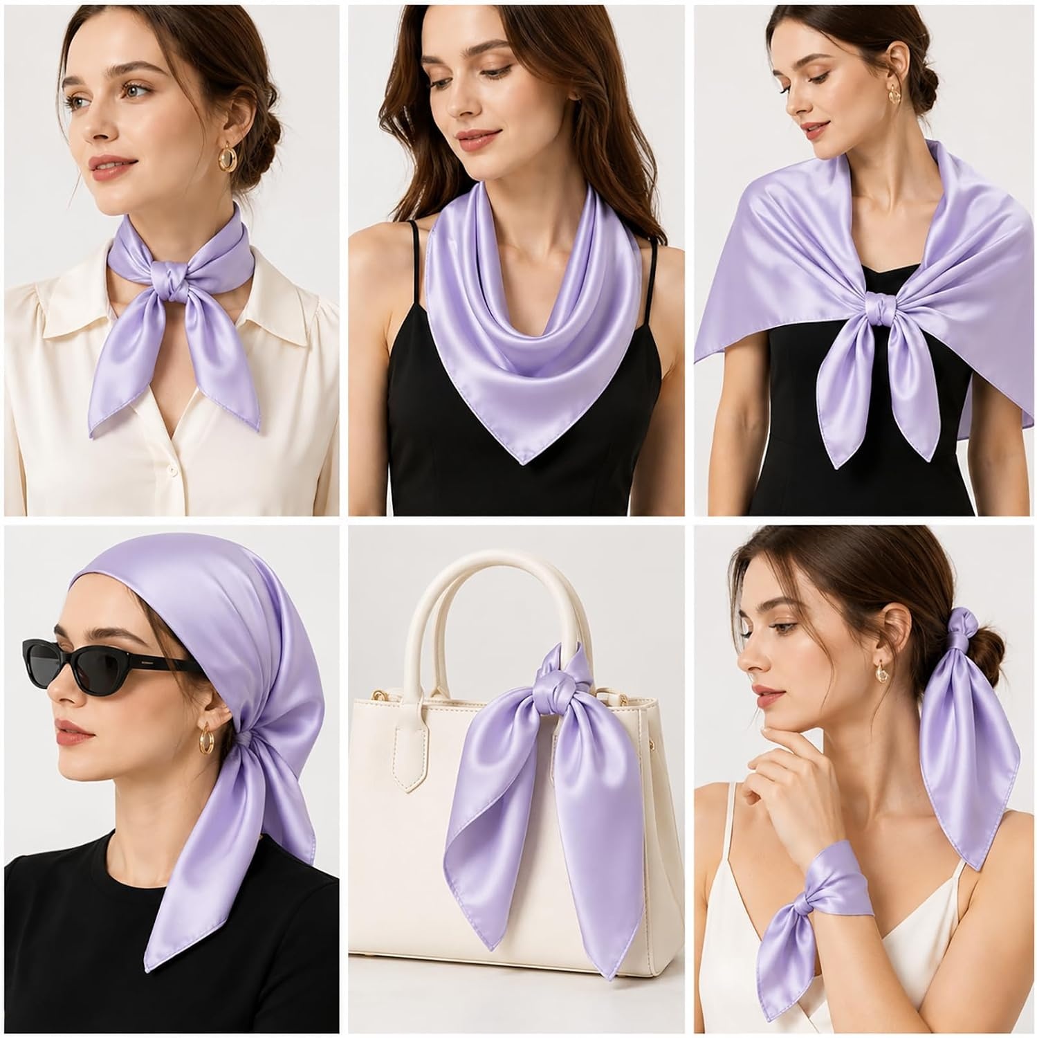 image:imageFAIRYGATE Damen Seidentuch Quadrates Bedrucktes Halstuch Satin Seidenschal Kopftuch 70x70cmFdasa2305