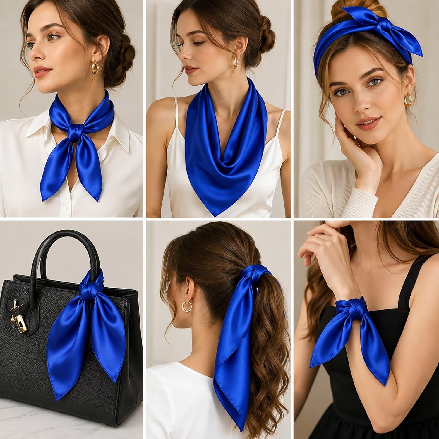 image:imageFAIRYGATE Damen Seidentuch Quadrates Bedrucktes Halstuch Satin Seidenschal Kopftuch 70x70cmFdasa2308